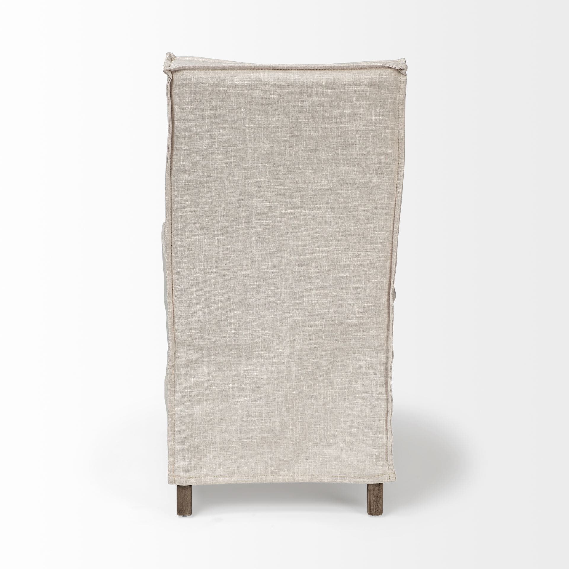 Elbert Solid Back Dining Side Chair | Cream Fabric w/ Brown Wood — product photograph