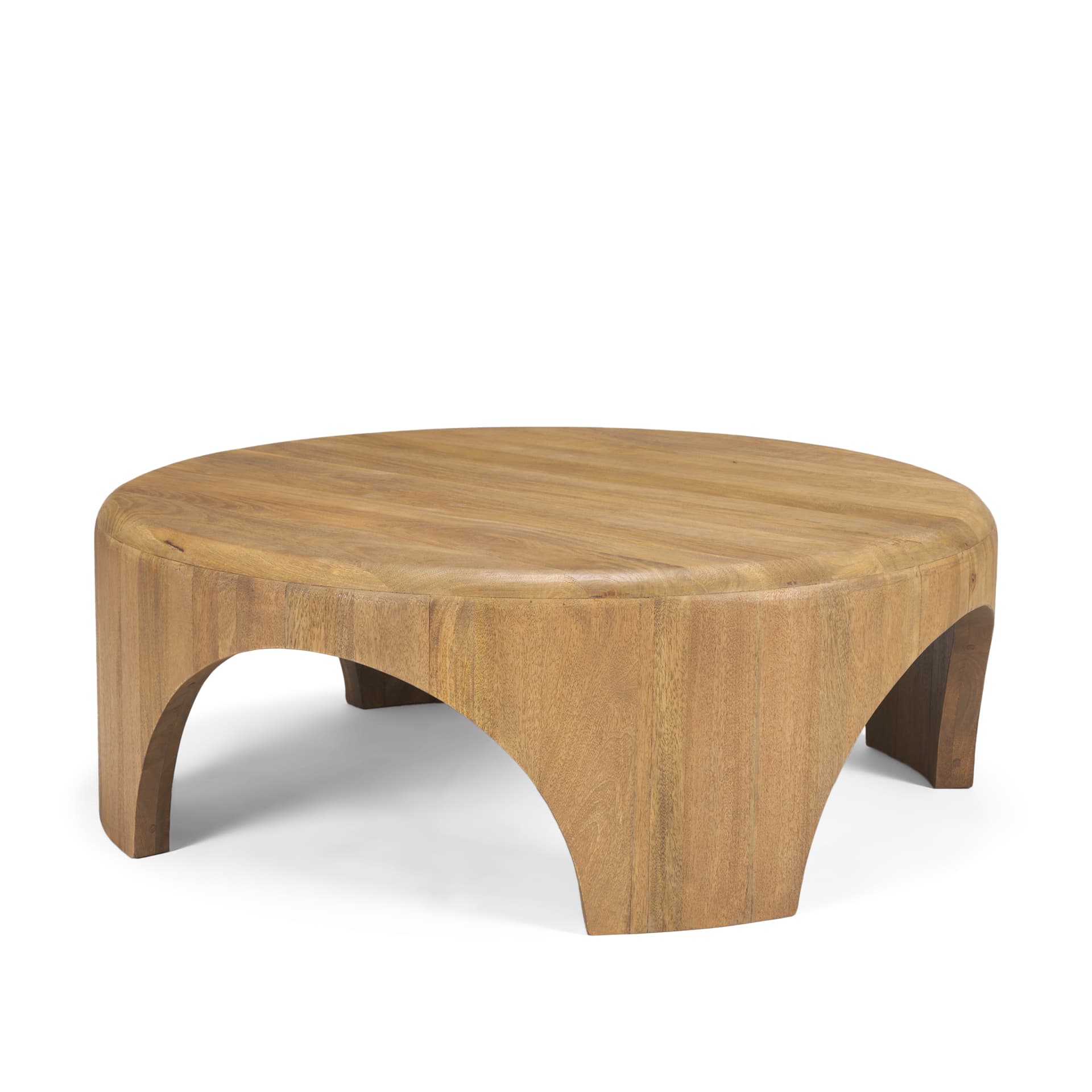 Shima Round Light Brown Wood W/Arched Legs Coffee Table — product photograph
