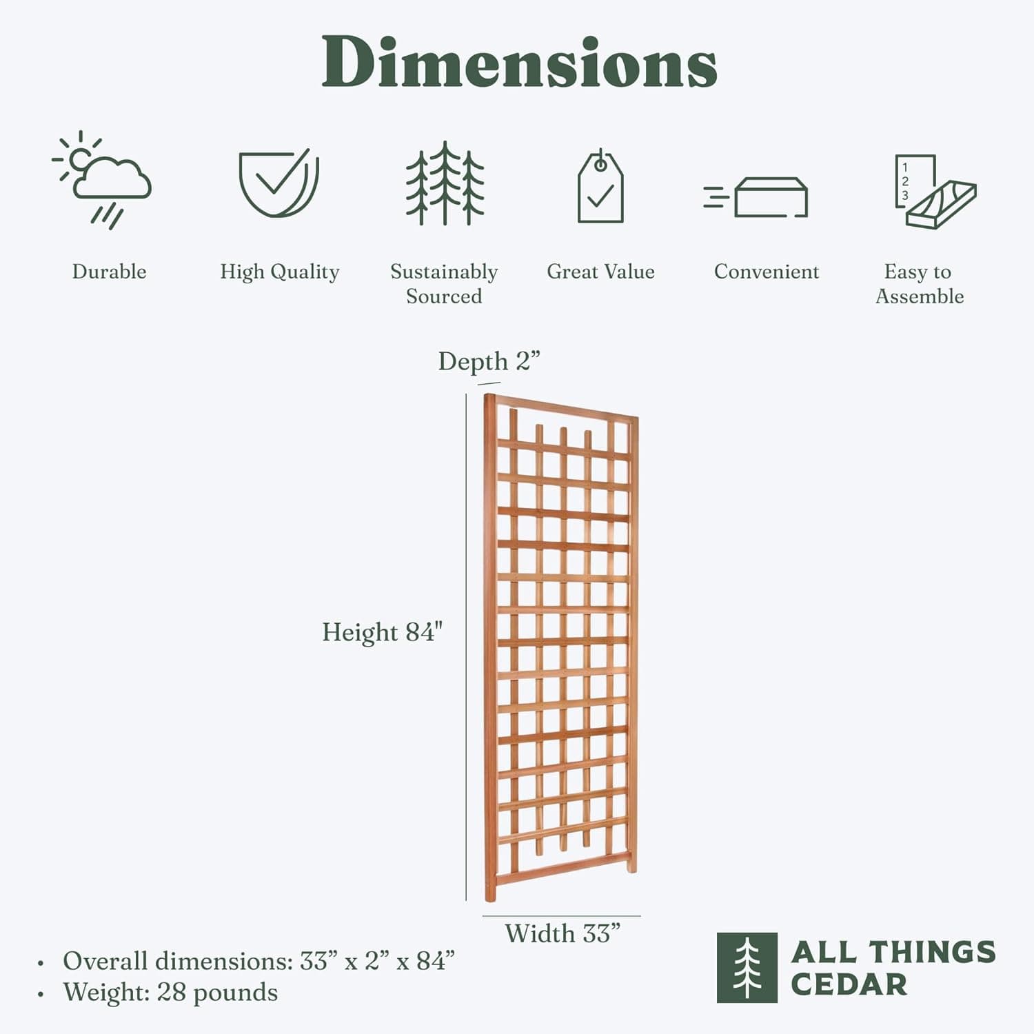 1-Piece Cedar Trellis Panel - TS33 — product photograph