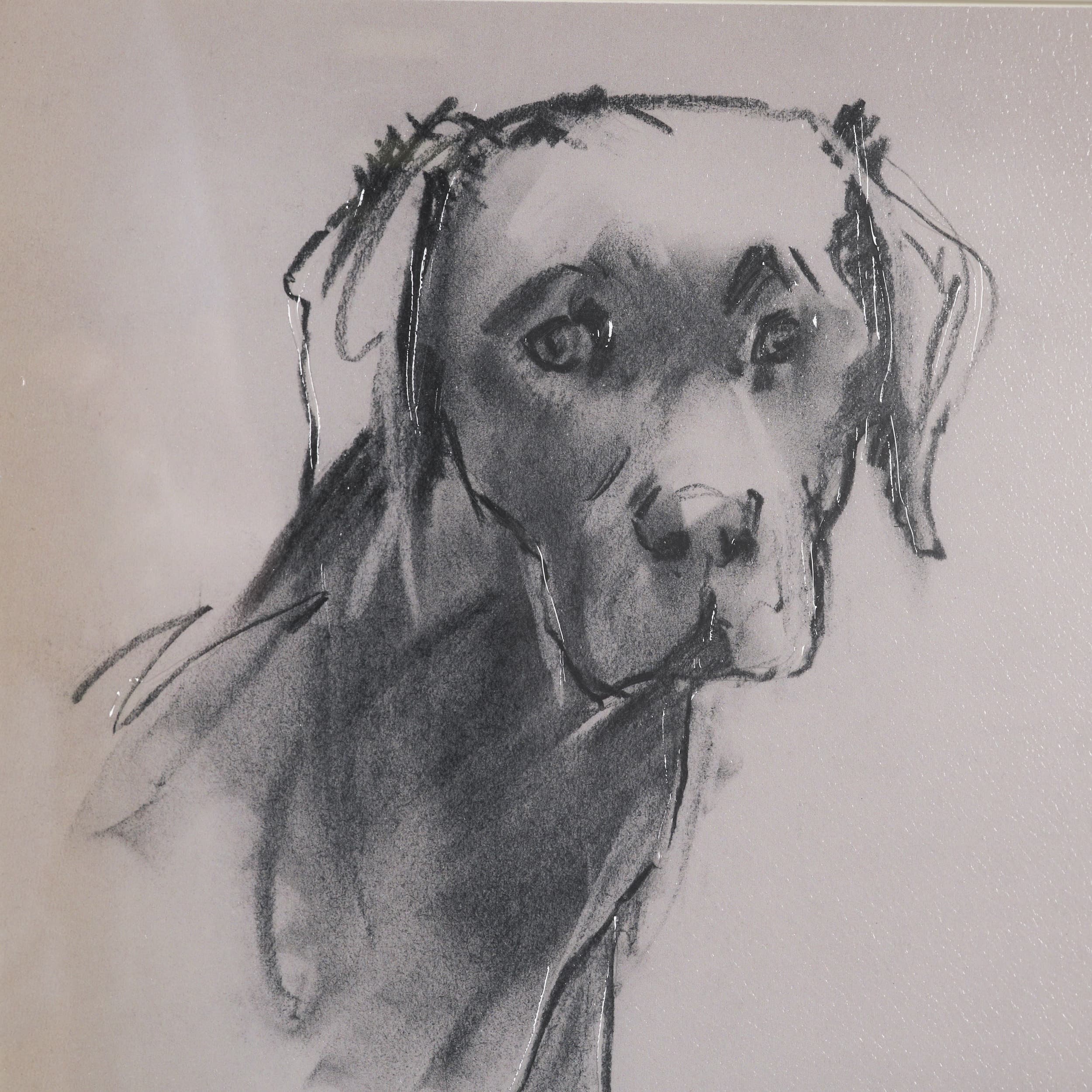 Black Lab by Mercana Studio Hand-Embellished Framed Artwork Matted under Glass — product photograph