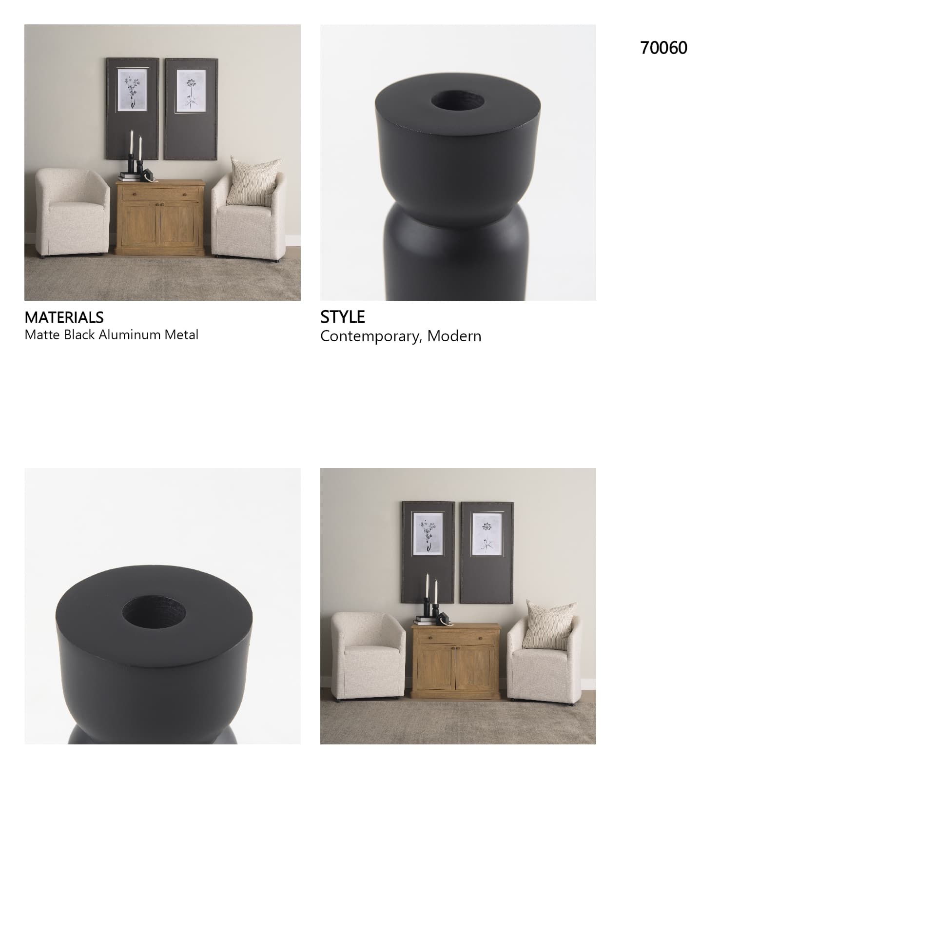 Malta Black Large Metal Candle Holder — in a styled room