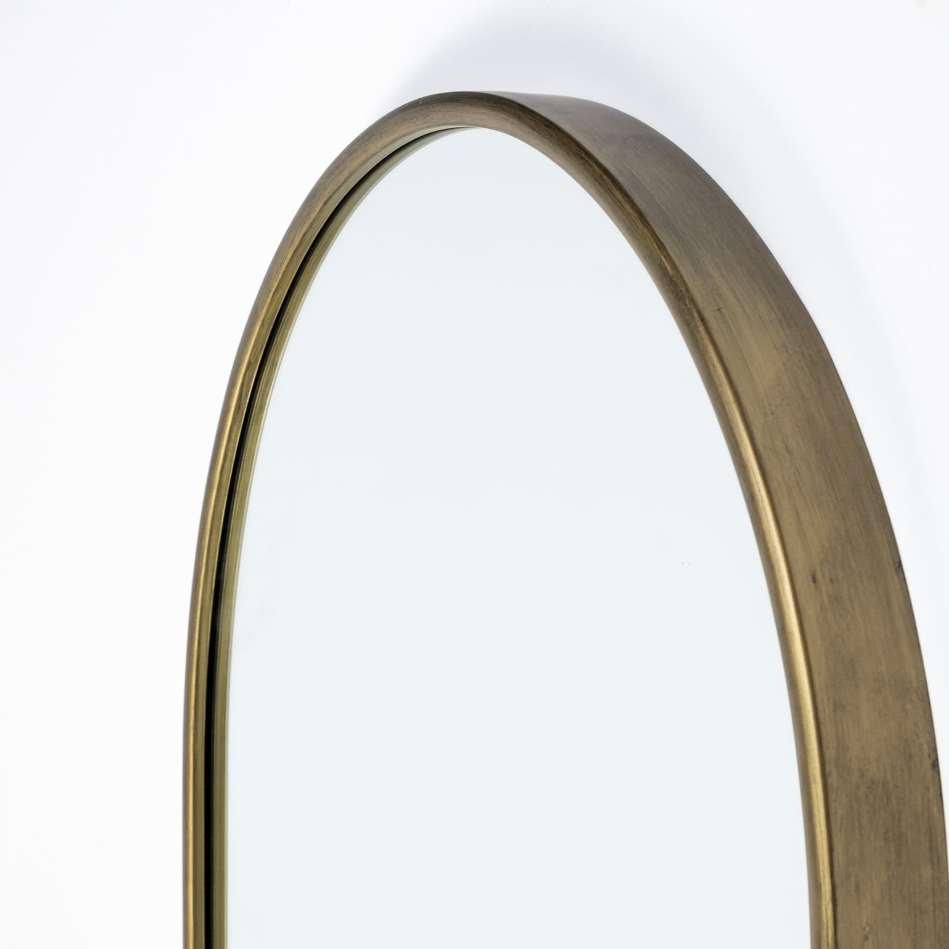 Agatha 28.0L x 2.0W x 70.0H Rounded Arch Gold Metal Frame Full Length Mirror — product photograph