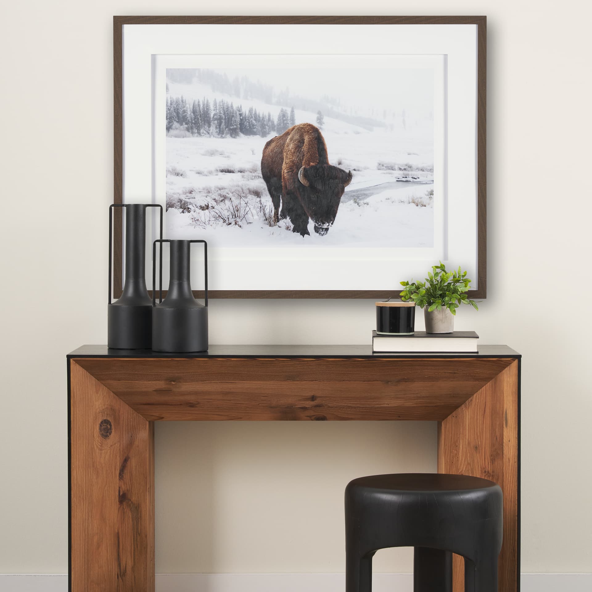 Winter in Paradise by Gary Blatter a Hand Embellished Textured Framed Photo Art Print Matted under G — in a styled room