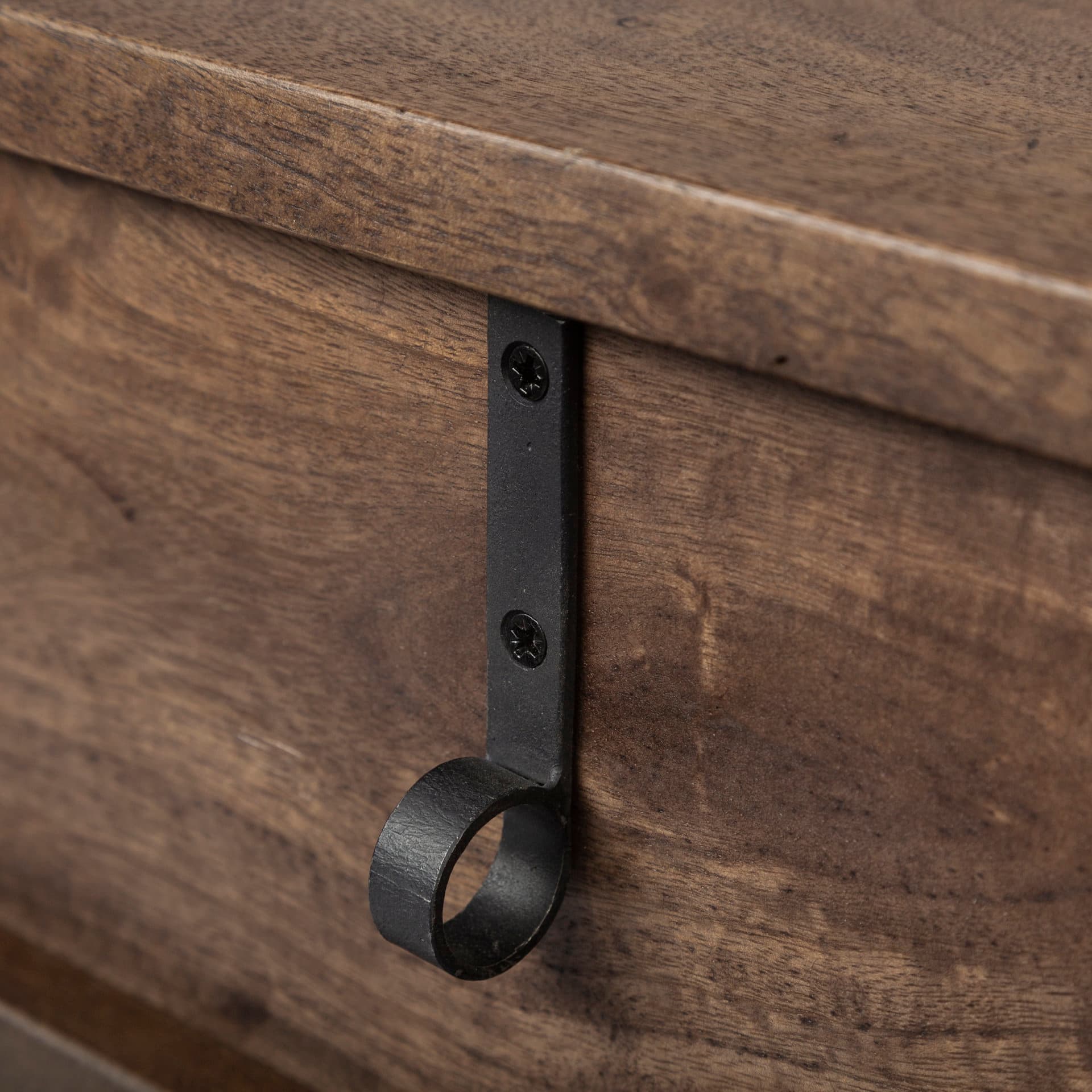 Glenn III 56L x 14W Dark Brown Wood w/ Black Iron Frame, 4 Drawer Console Table — product photograph