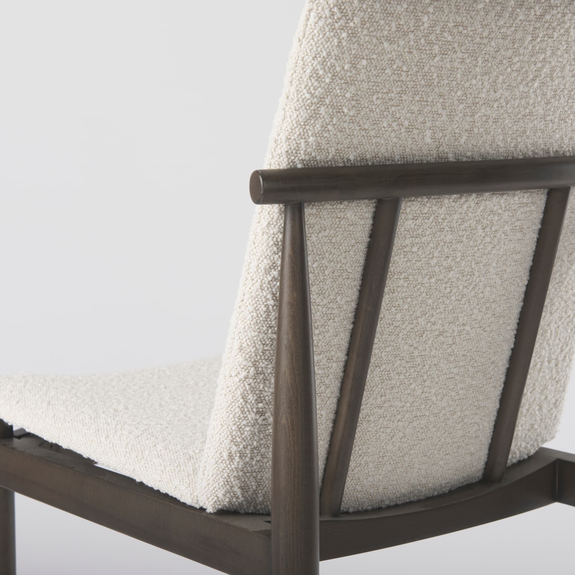 Cavett Curved Back Dining Side Chair | Cream Boucle w/ Dark Wood — product photograph