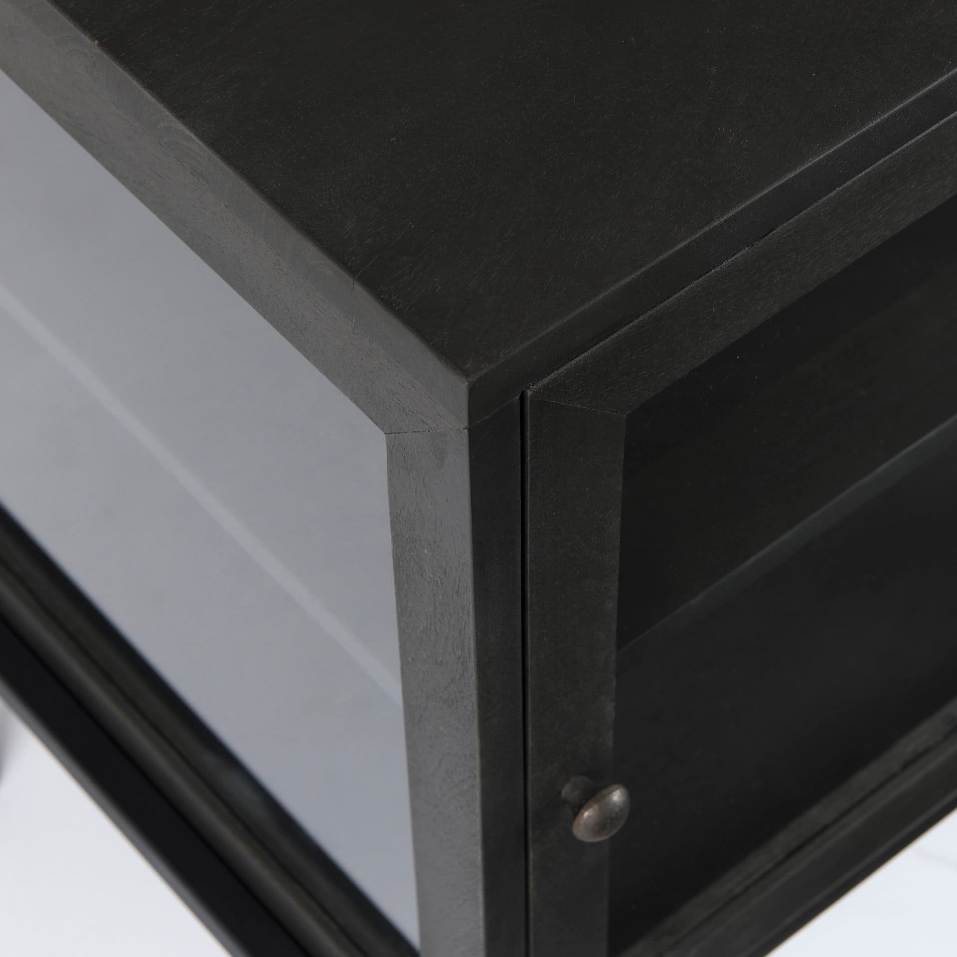 Arelius 20L x 18W x 26H Black-Brown Wood W/ Black Metal Frame End/Side Table — product photograph