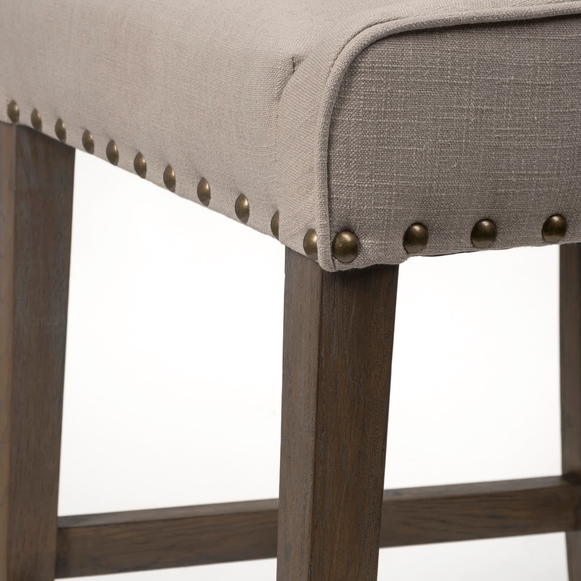 Kensington Low Back 27.5in Seat Counter Stool | Beige Fabric w/ Wood — product photograph