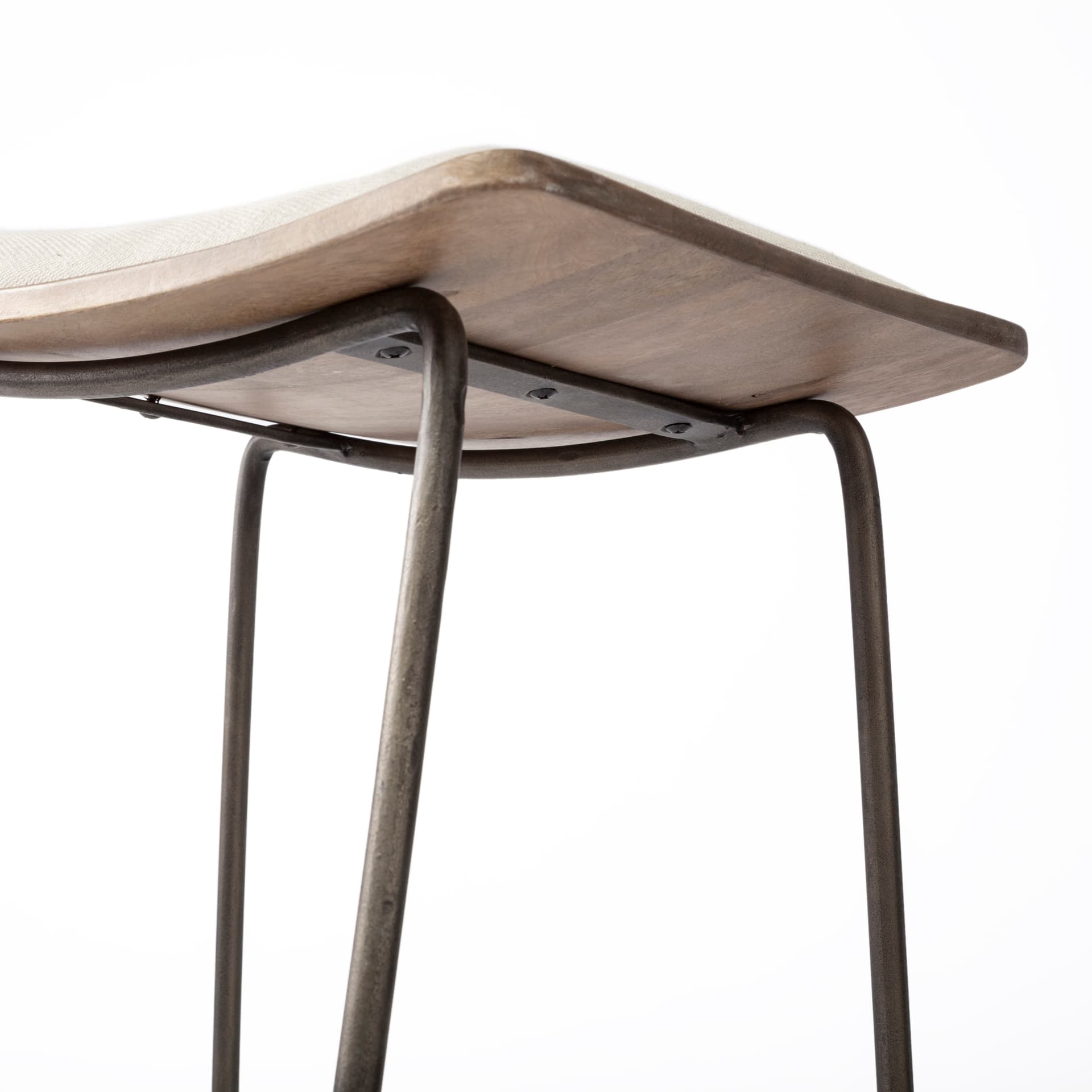 Katniss Backless 26in Seat Counter Stool | Cream Fabric w/ Gold Metal — product photograph
