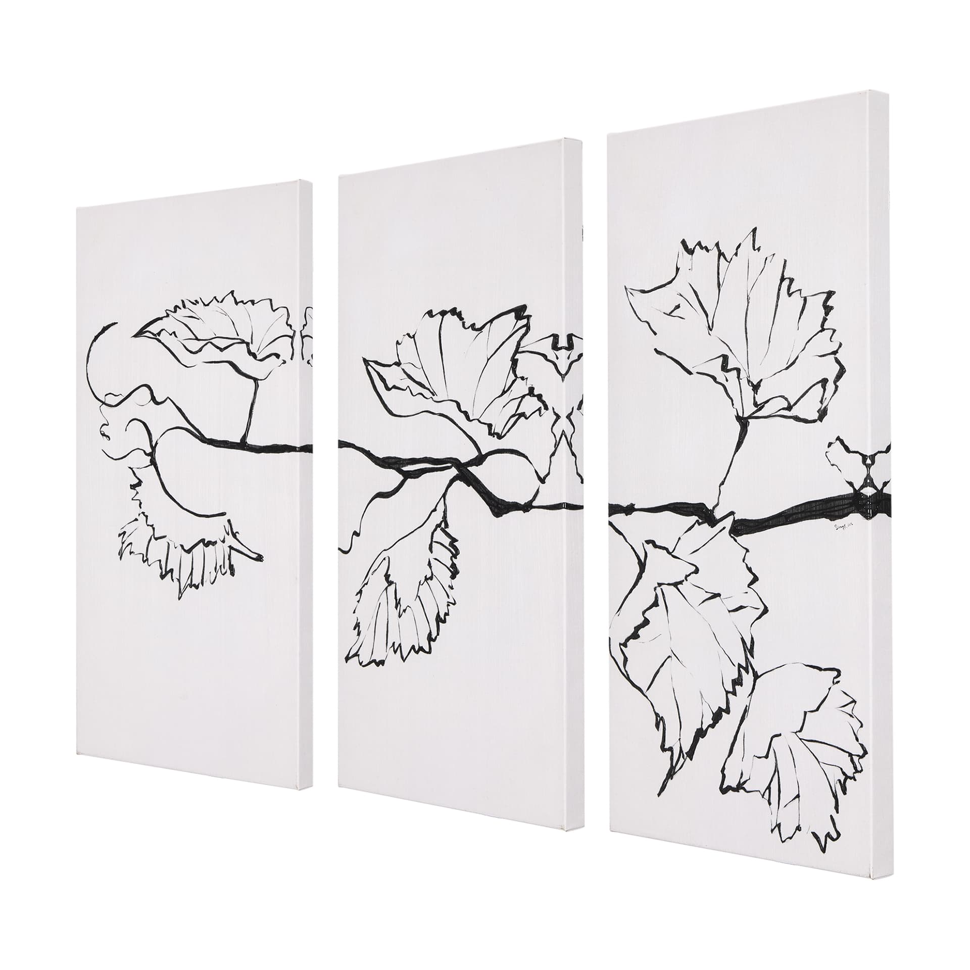 Begonia Vine (Left) by Mercana Studio a Hand Embellished Textured Canvas — product photograph