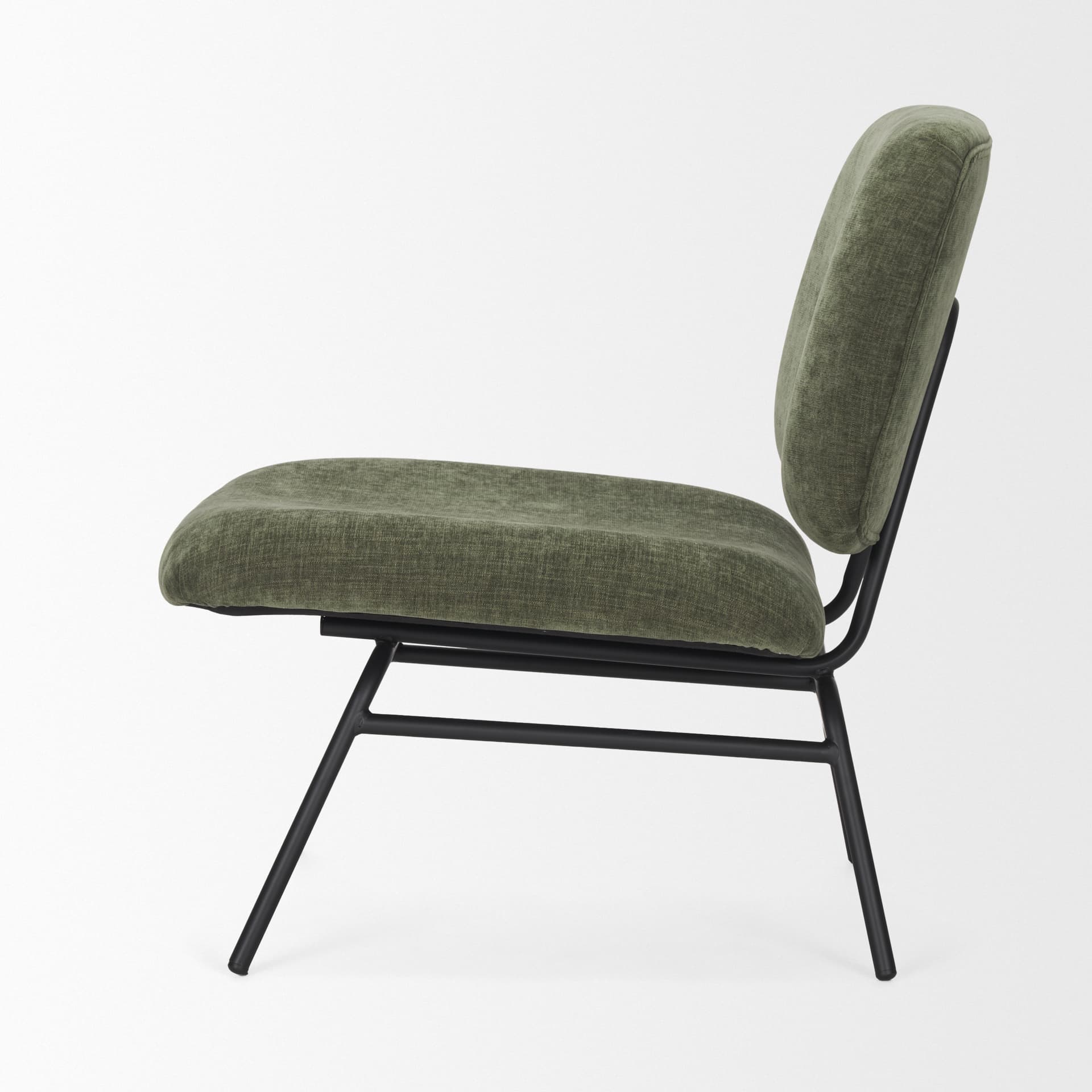 Nora Forest Green Fabric w/ Matte Black Metal Legs Accent Chair — product photograph