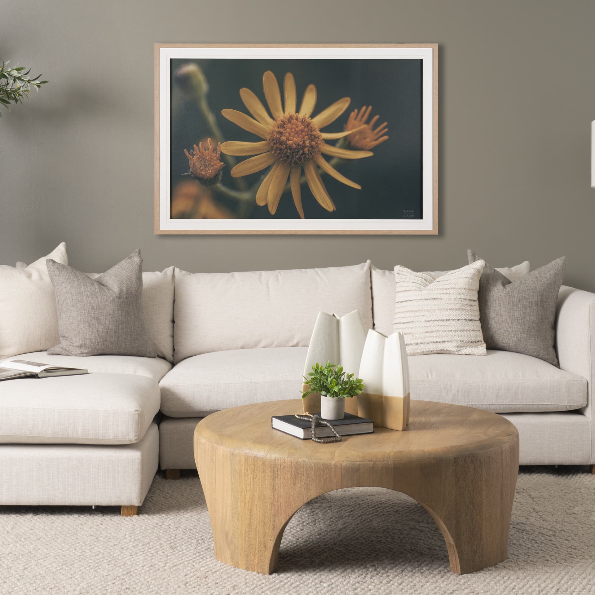 Wild Blooms II by Nathan Larson a Hand Embellished Framed Photo Art Print Matted under Glass — in a styled room