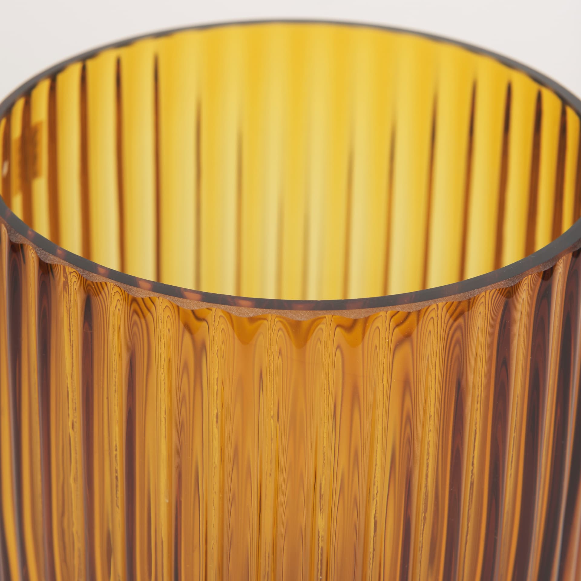 Dawn 8" Ribbed Amber Glass Vase — product photograph