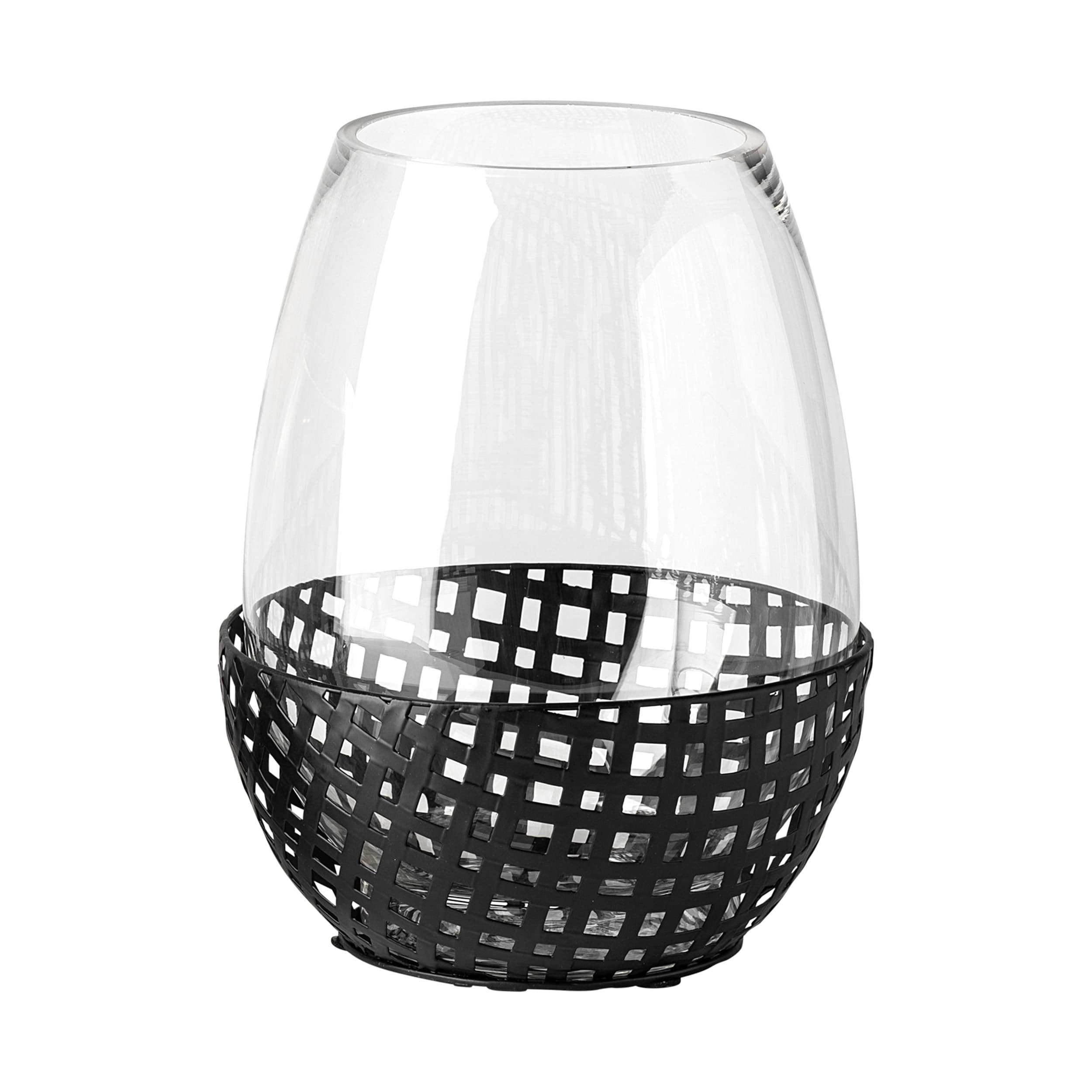 Reena II Large Black Woven Metal Base Table Candle Holder — product photograph