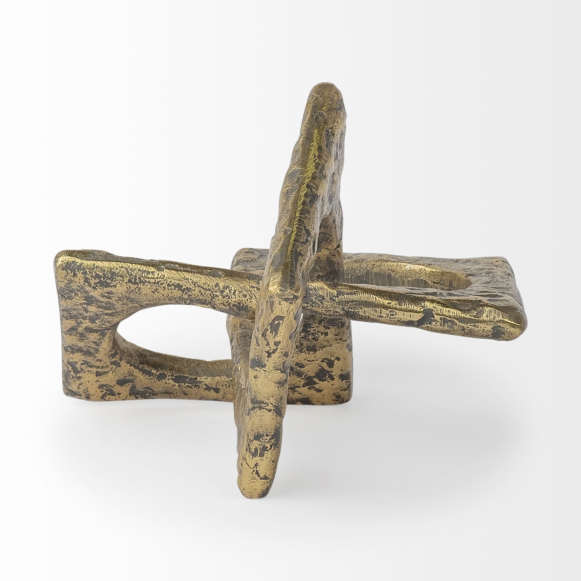 Delaunay I (Large) 10L X9W Gold Hammered Metal Interlinked Patterned — product photograph