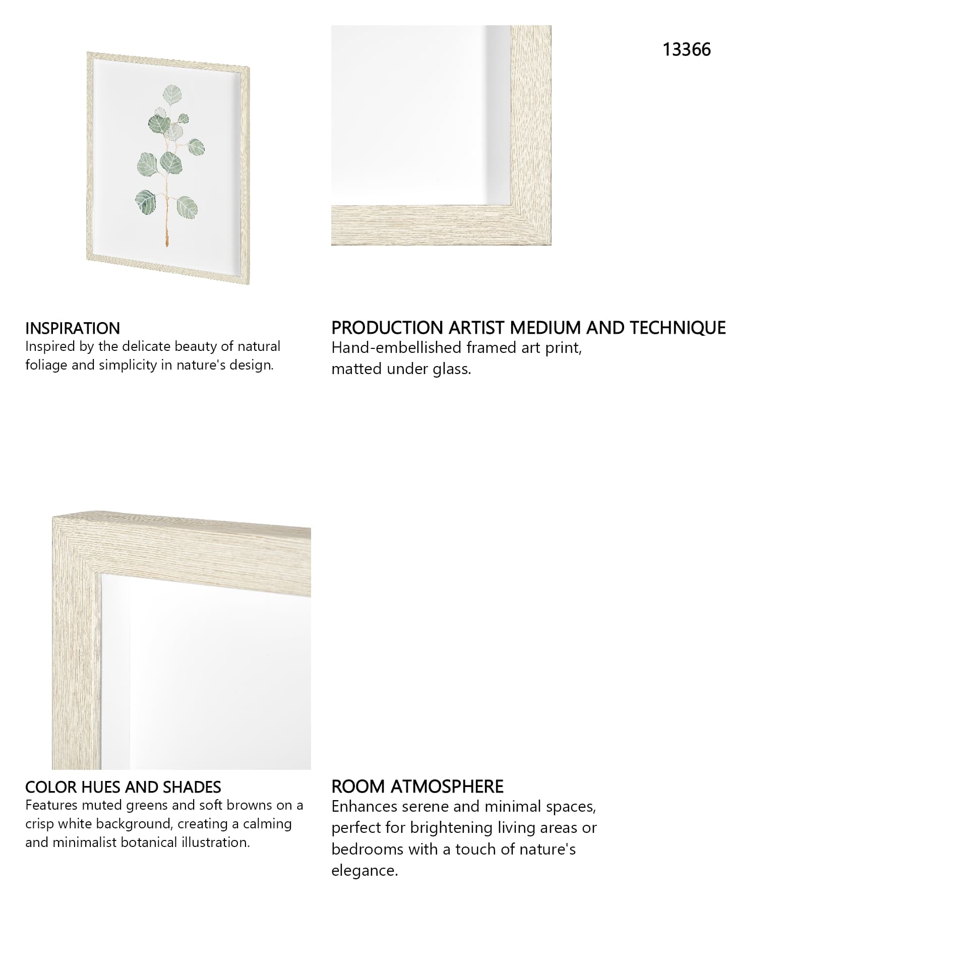 Soft Eucalyptus Branch II by Emma Scarvey Hand Embellished Framed Art Print Matted under Glass — in a styled room