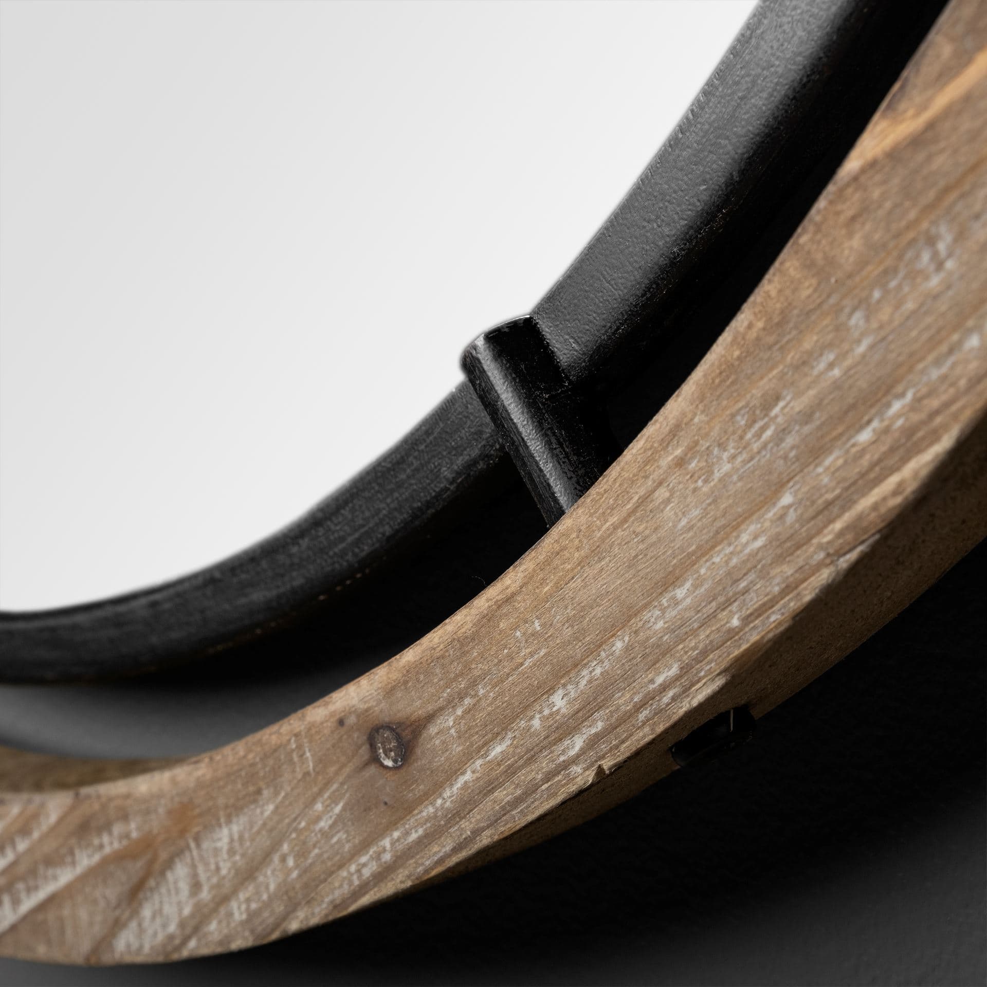 Josi 19" Brown Wood and Black Metal Frame Mirror — product photograph