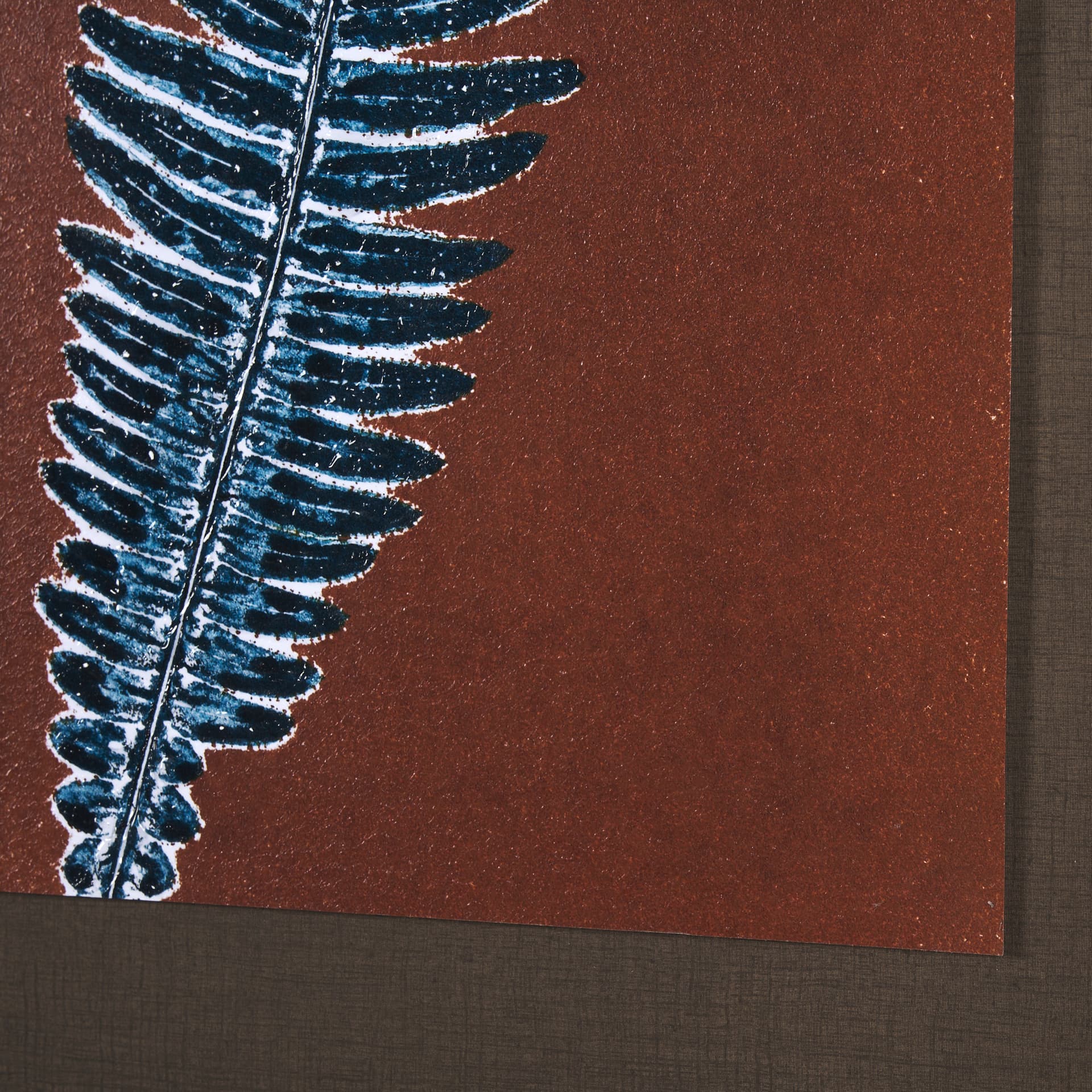 Nutmeg Fern 4 by Mary Margaret Briggs Hand Embellished Textured Framed Art Print Matted under Glass — product photograph