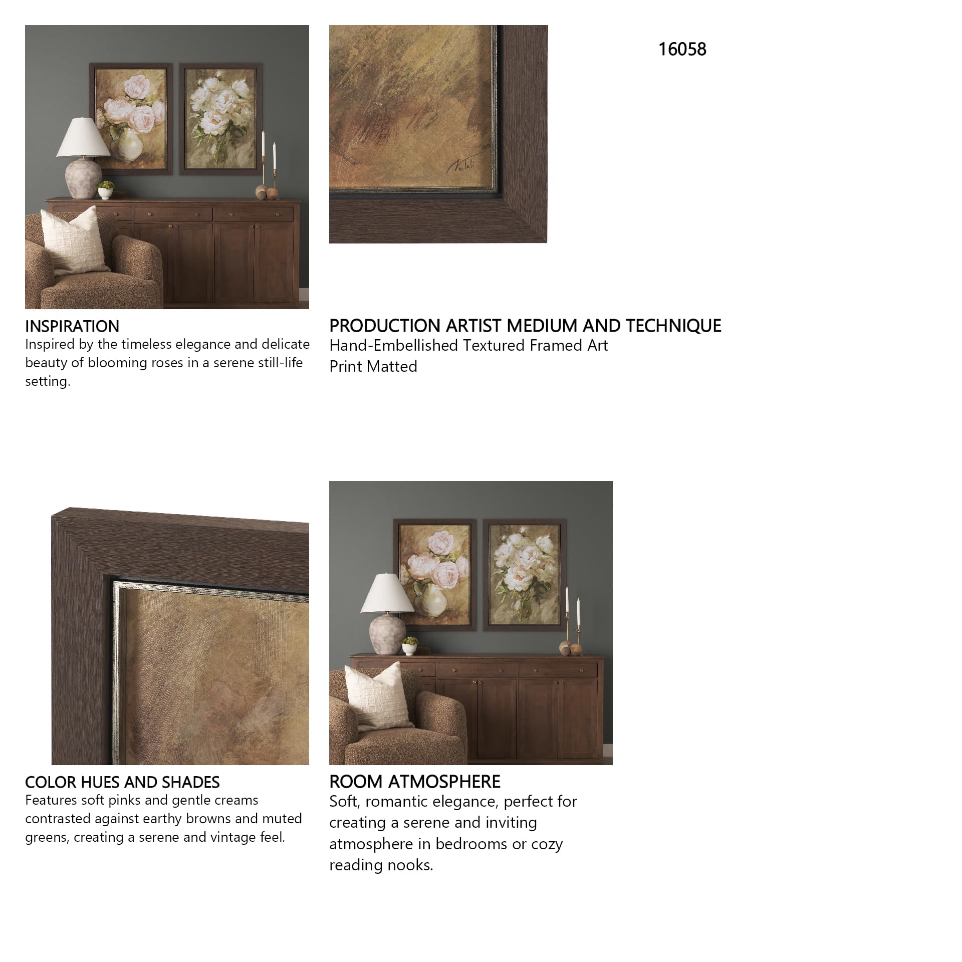 Fragrant Bloom by Mercana Studio Hand-Embellished Textured Framed Artwork Matted — in a styled room