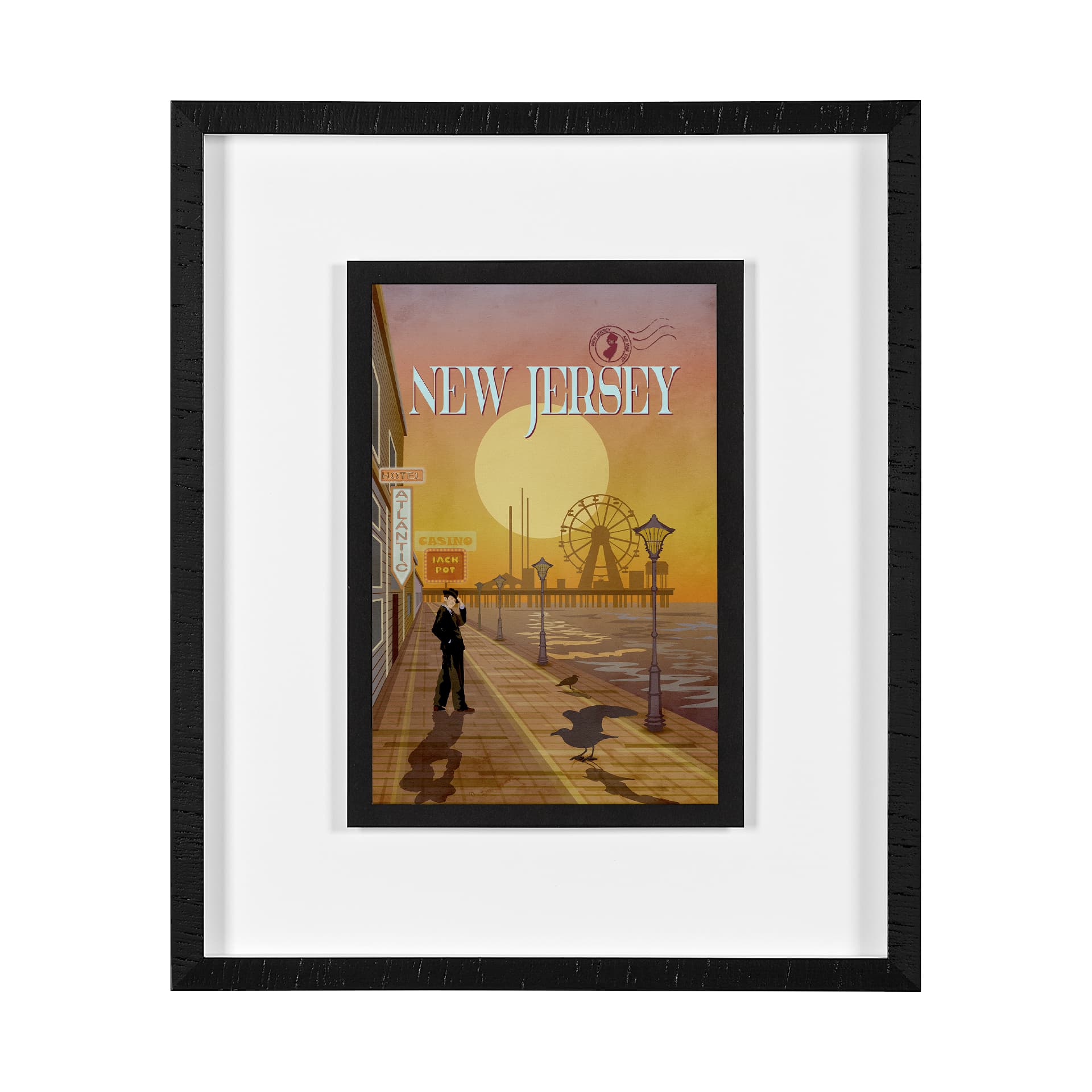 New Jersey Go USA (M) by Mercana Studio a Framed Art Print Matted under Glass — product photograph