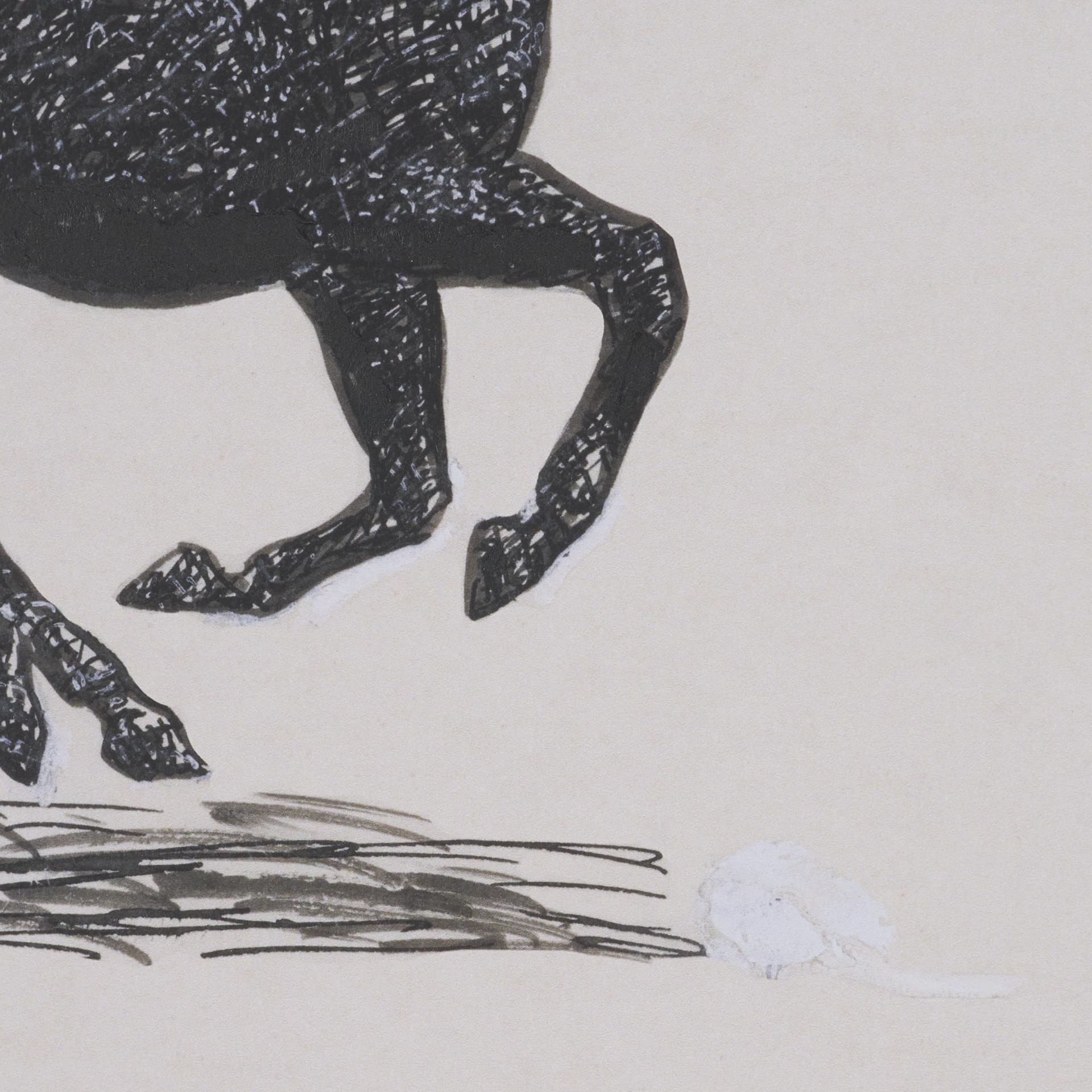 Zwarte Paarden (Set of 2) by Leo Gestel Hand-Embellished Framed Artwork Matted under Glass — product photograph