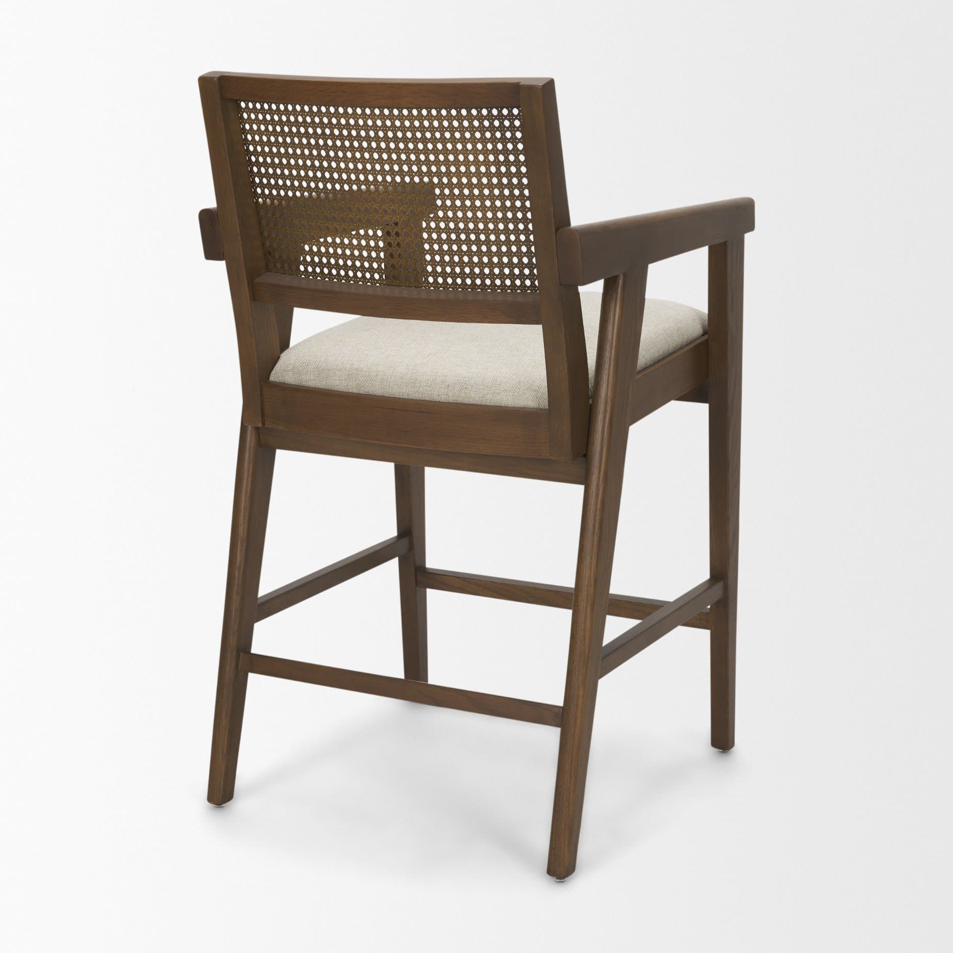 Reid Backless 38in Seat Counter Stool | Brown Wood w/ Cane Back — product photograph