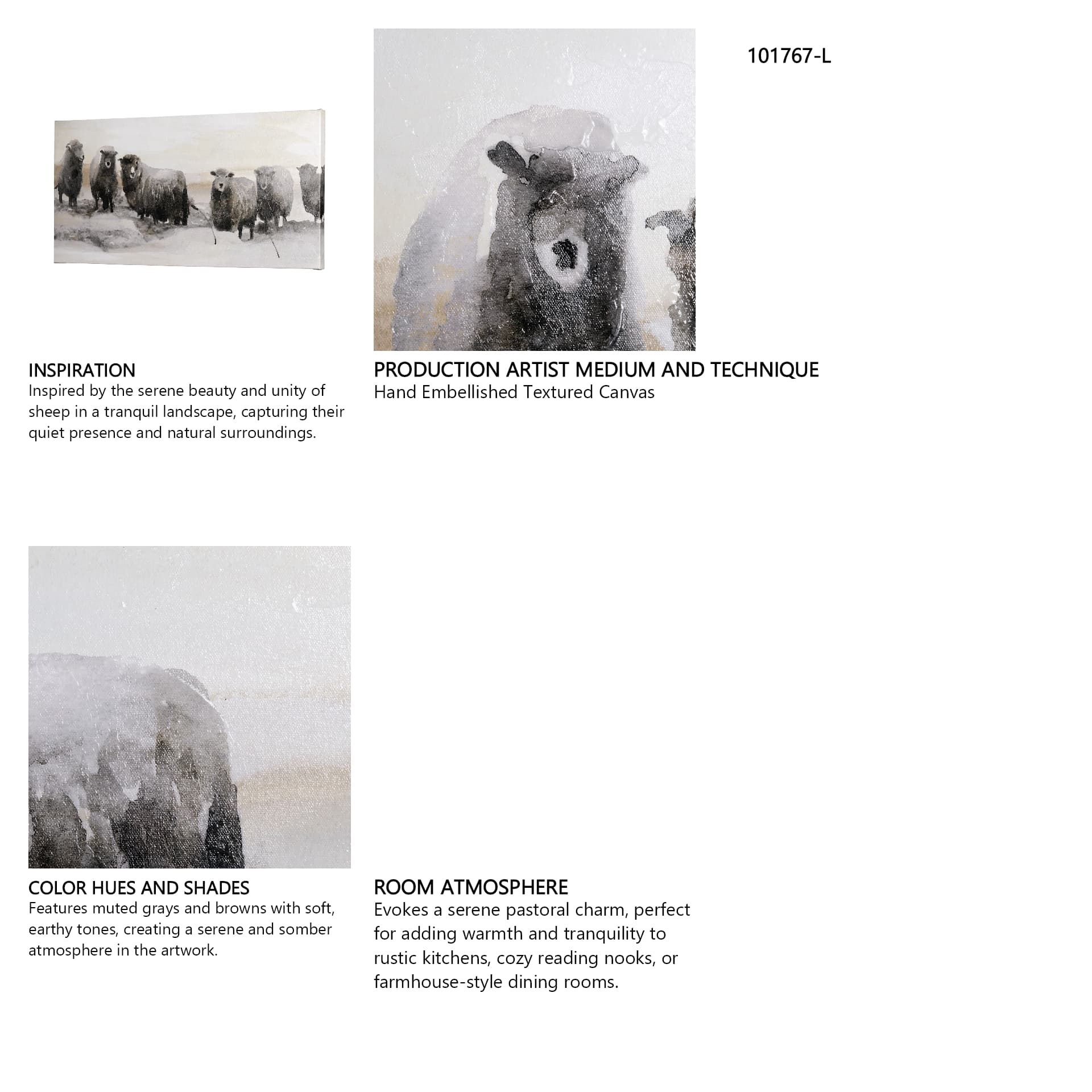 Winter Sheeps I by Stellar Design Studio a Hand Embellished Textured Canvas — in a styled room