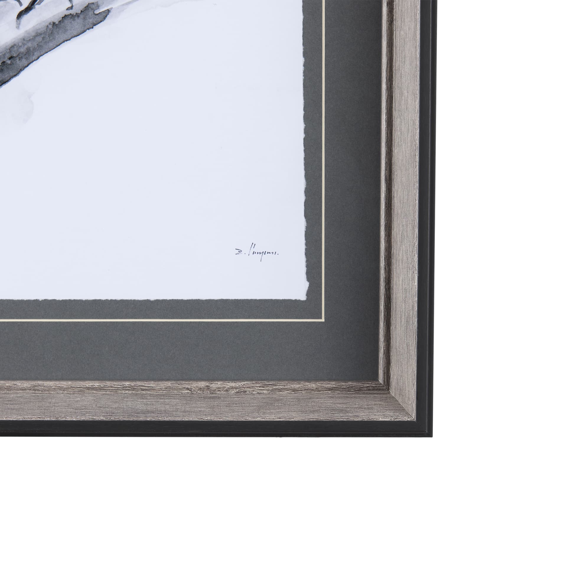 Eastern Blue BW III by Mercana Studio Hand Embellished Textured Framed Art Print Matted under Glass — product photograph