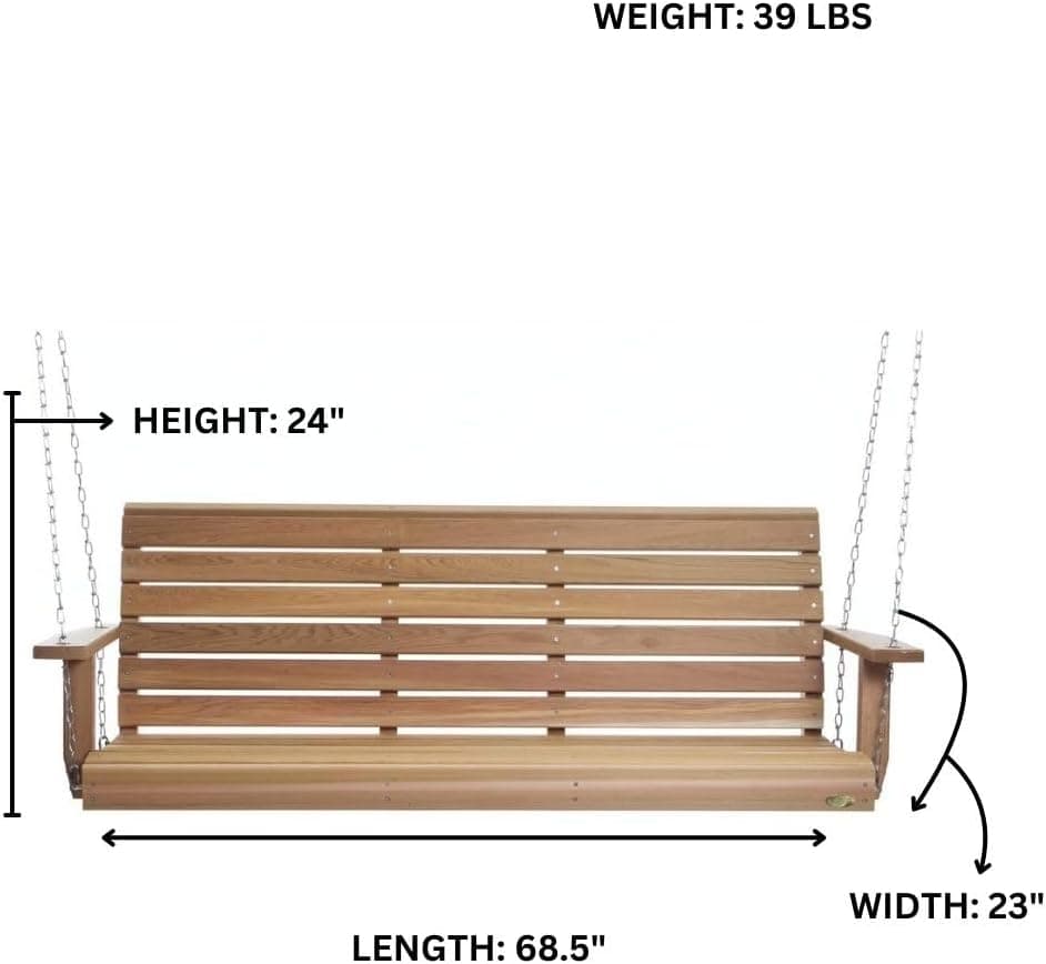 5-Ft Cedar Porch Swing — product photograph