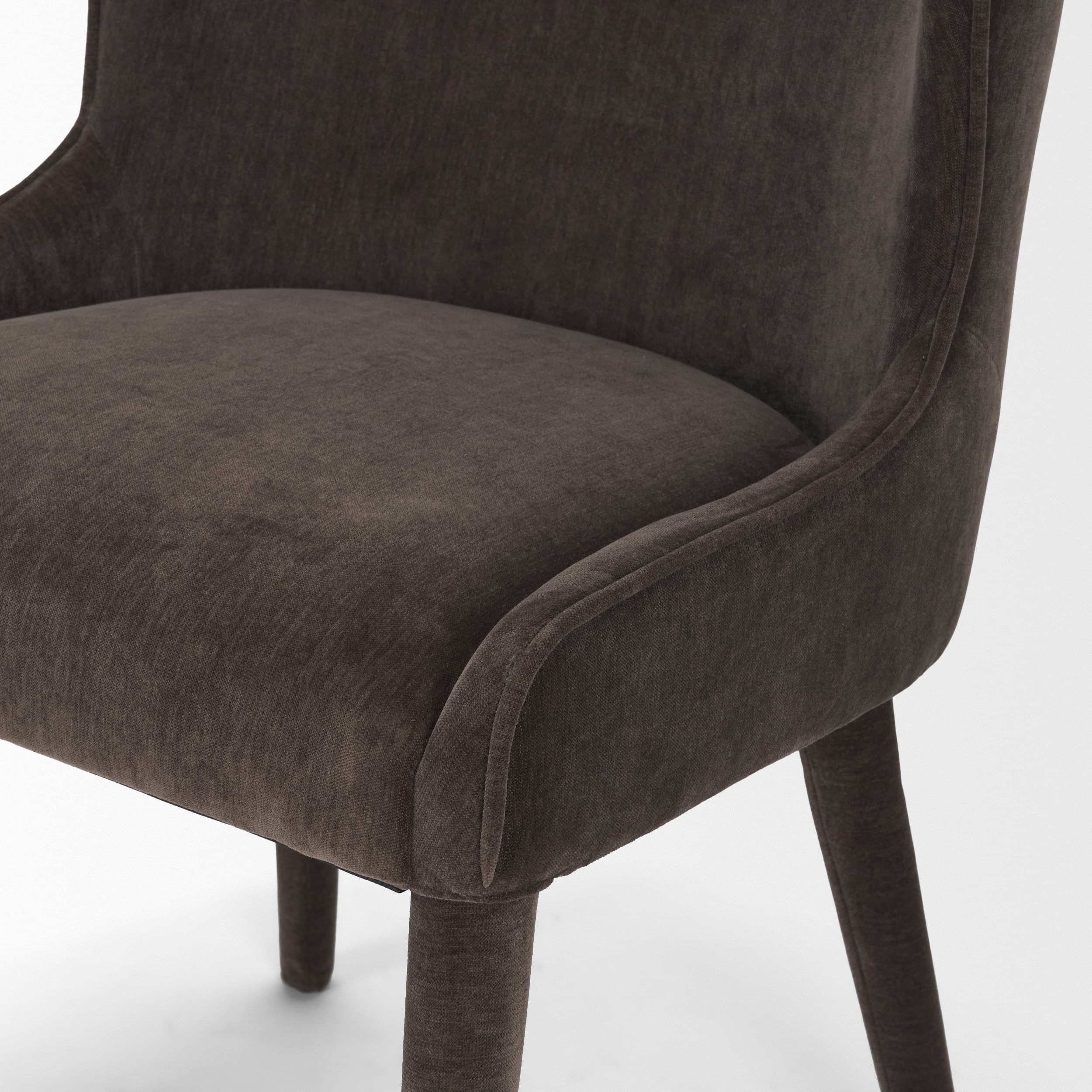 Nolan Wingback Dining Side Chair | Charcoal Chenille w/ Tapered Wood — product photograph