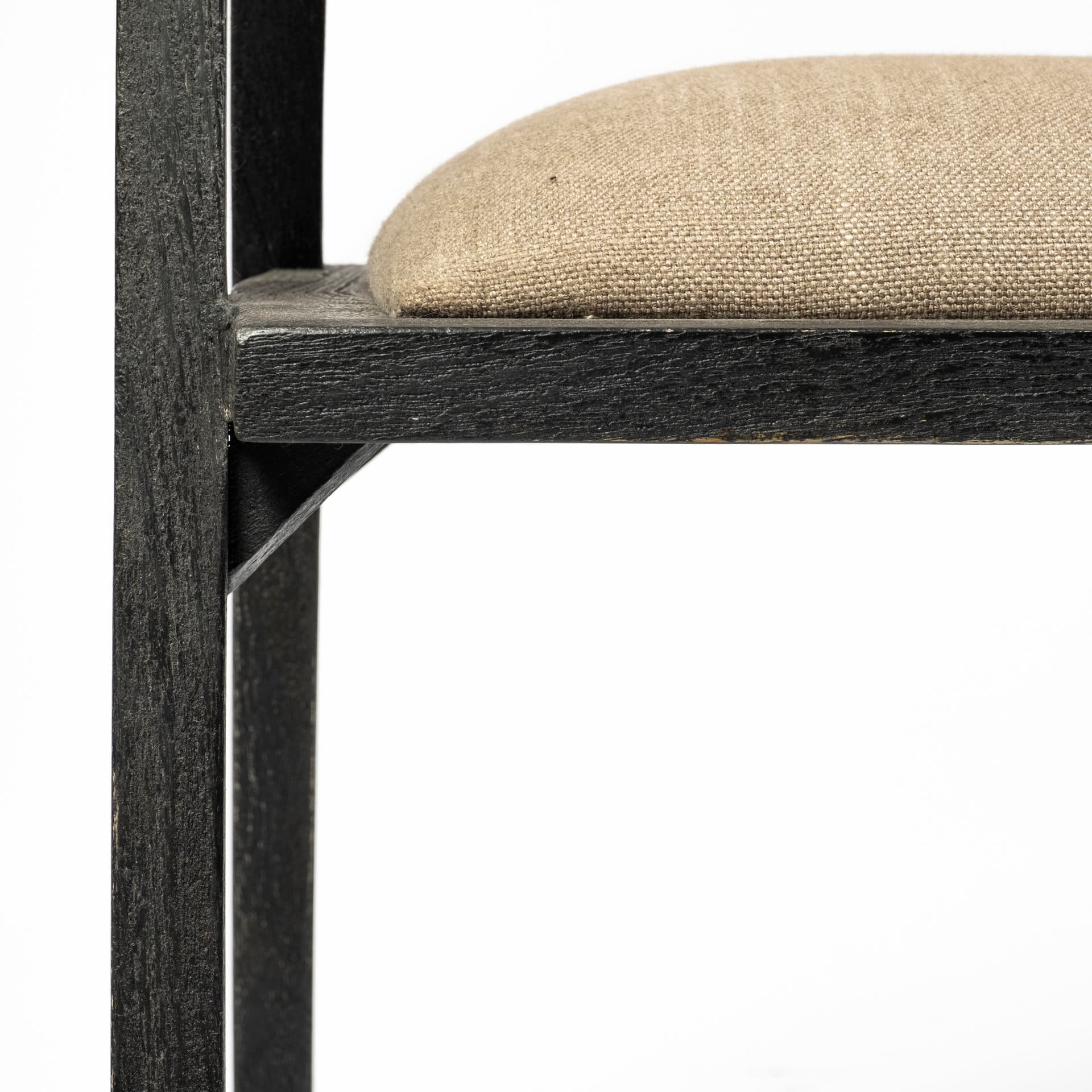 Tabitha Cane Back Dining Arm Chair | Linen w/ Black Wooden — product photograph