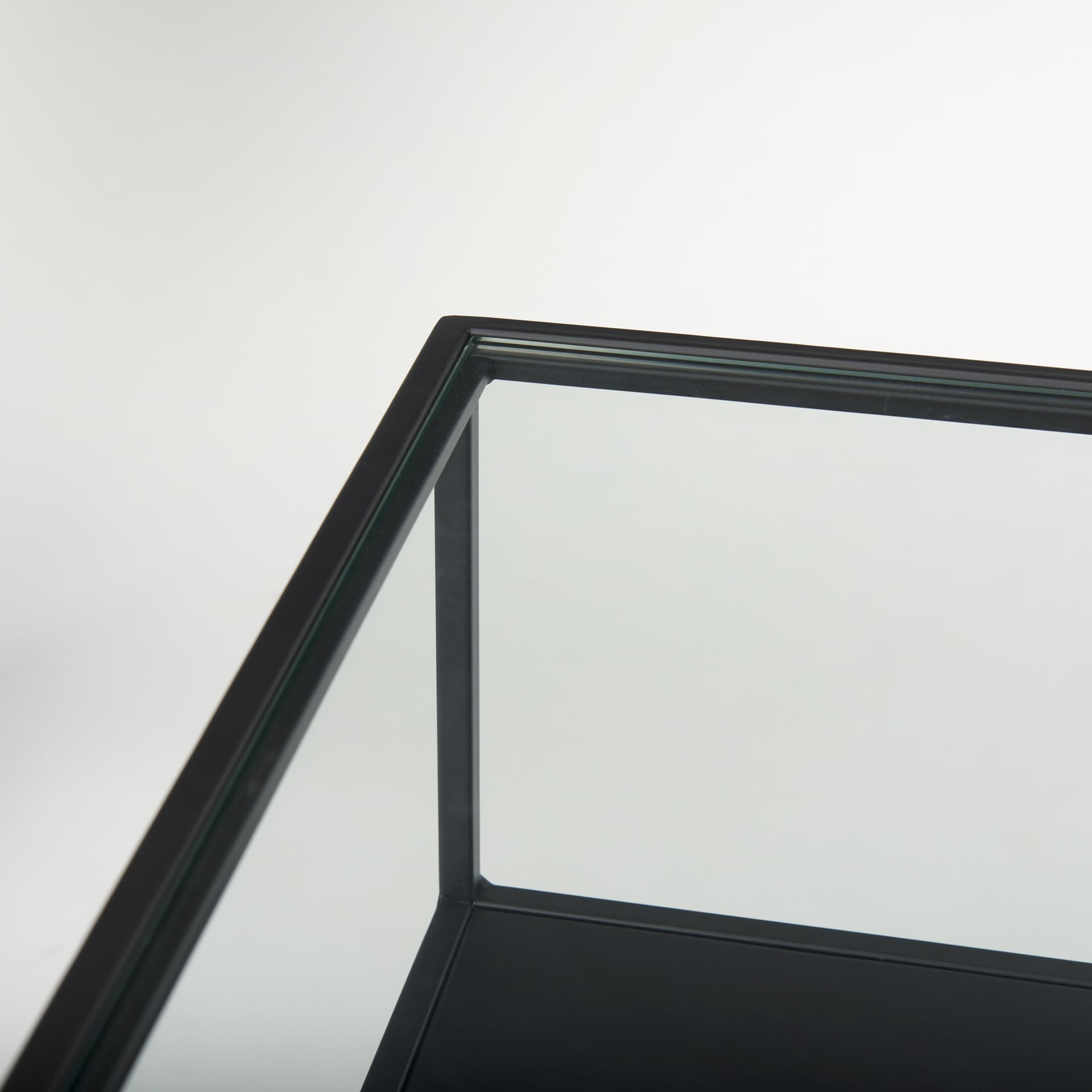 Samson 15.7L x 15.7W x 21.3H Side Table Matte Black Metal and Glass — product photograph
