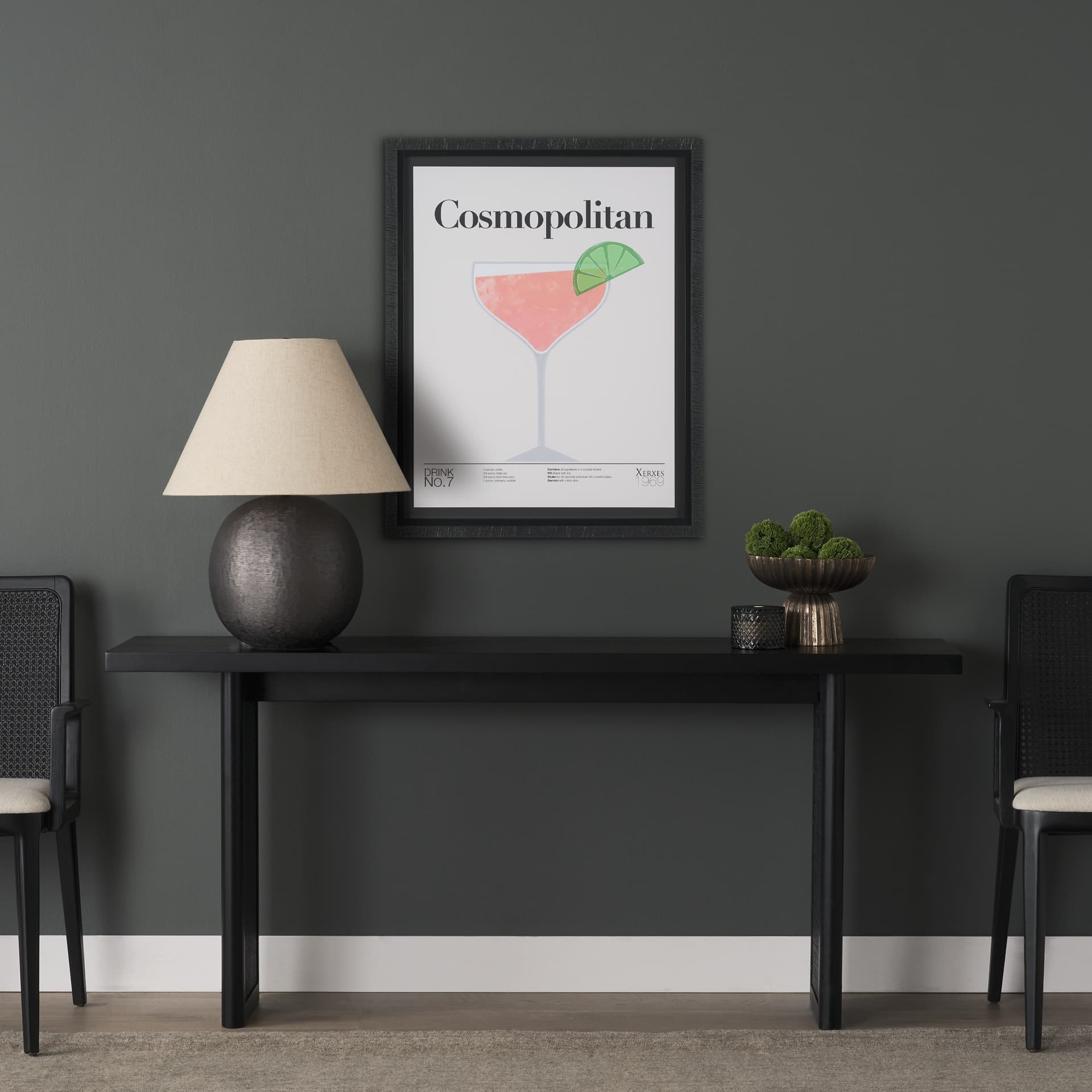 Cosmopolitan by Mercana Studio a Hand Embelished Textured Framed Art Print Matted under Glass — in a styled room