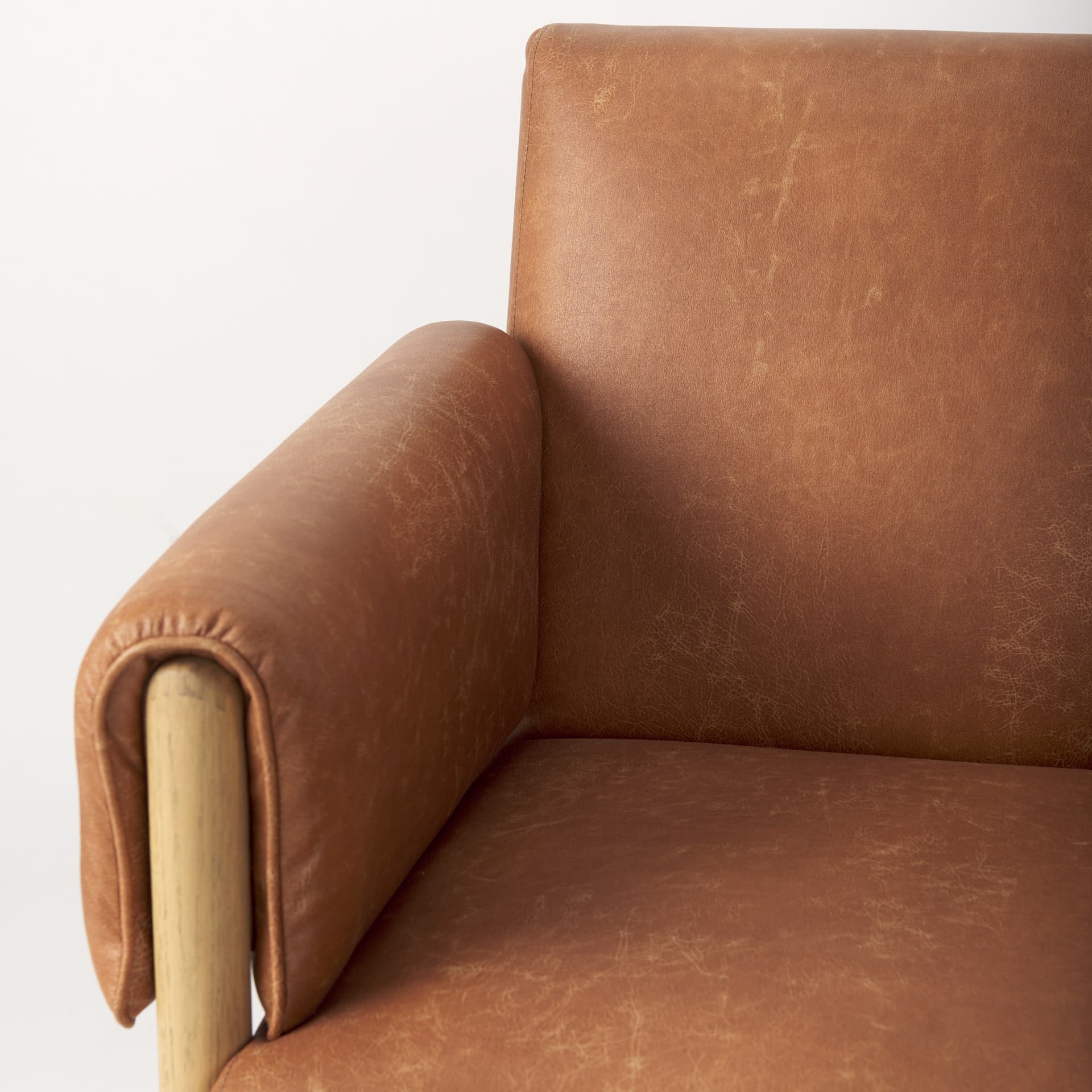 Ashton Brown Vegan Leather w/ Light Wood Accent Chair — product photograph