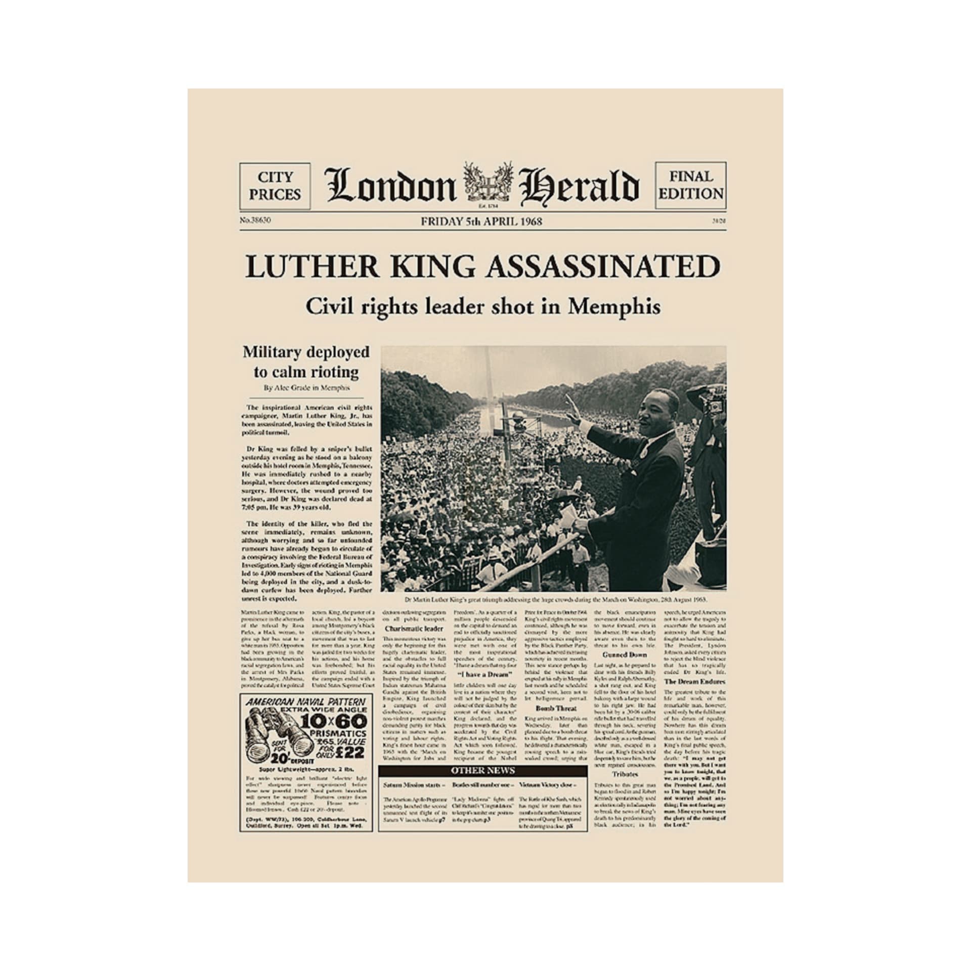 Luther King Assassination by Mercana Studio a Hand Embellished Textured Canvas — product photograph