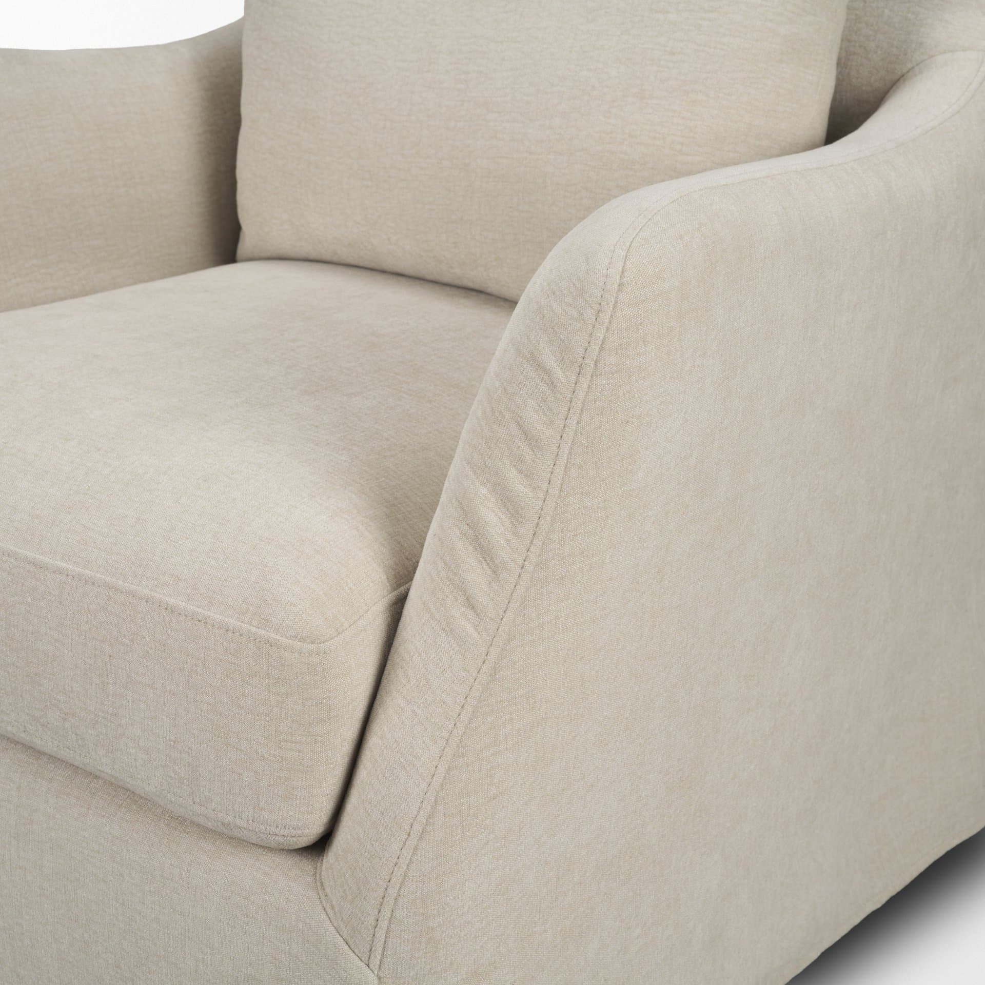 Ellington Slipcovered Slope Arm Swivel Swivel Accent Chair | Cream Fabric — product photograph