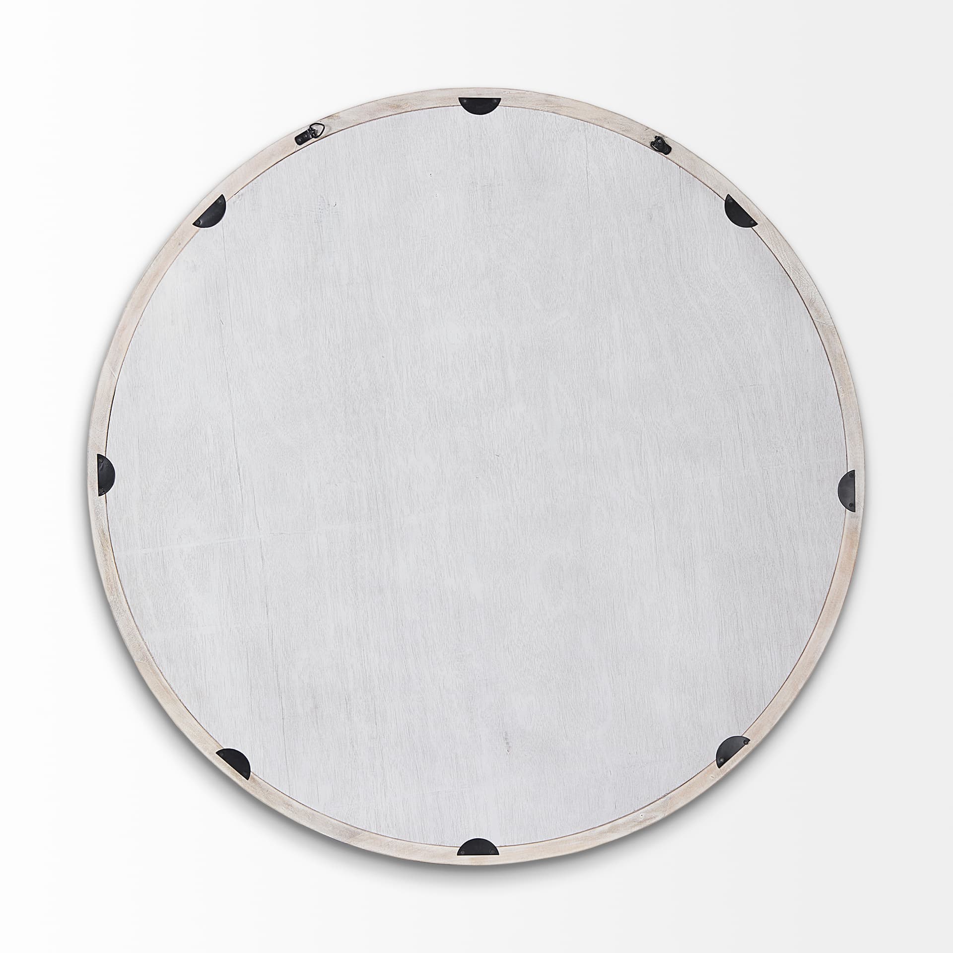 Gambit 46" Round White Wash Wood Frame Wall Mirror — product photograph