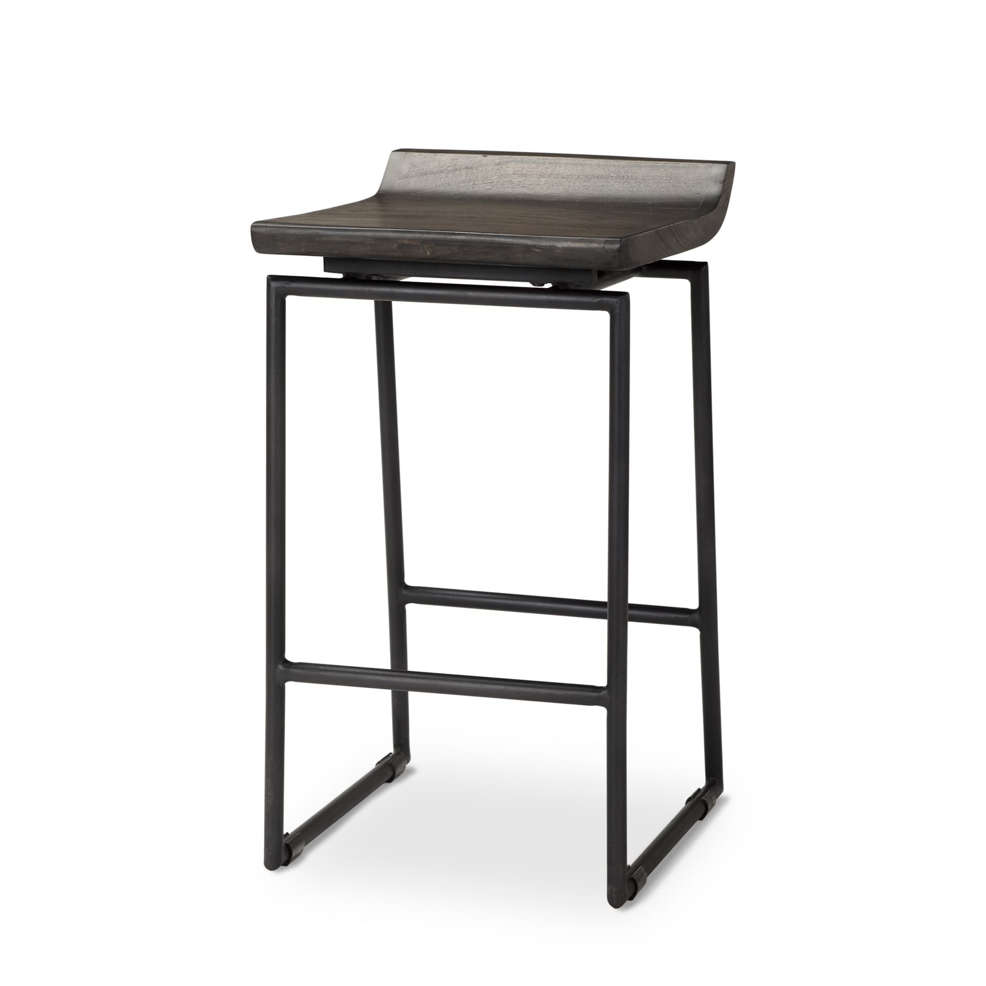Givens Low Back 26in Seat Counter Stool | Black Wood w/ Black Metal — product photograph