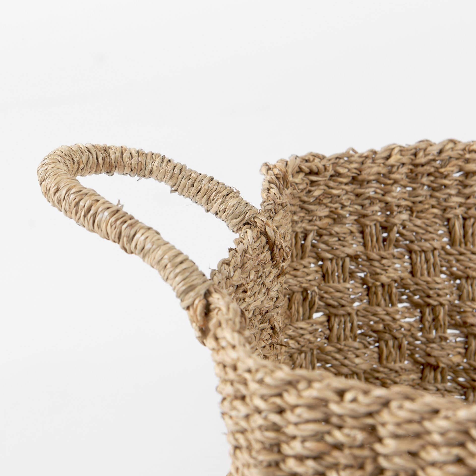 Emra (Set of 3) Light Brown Seagrass Rectangular Basket W/ Handles — product photograph
