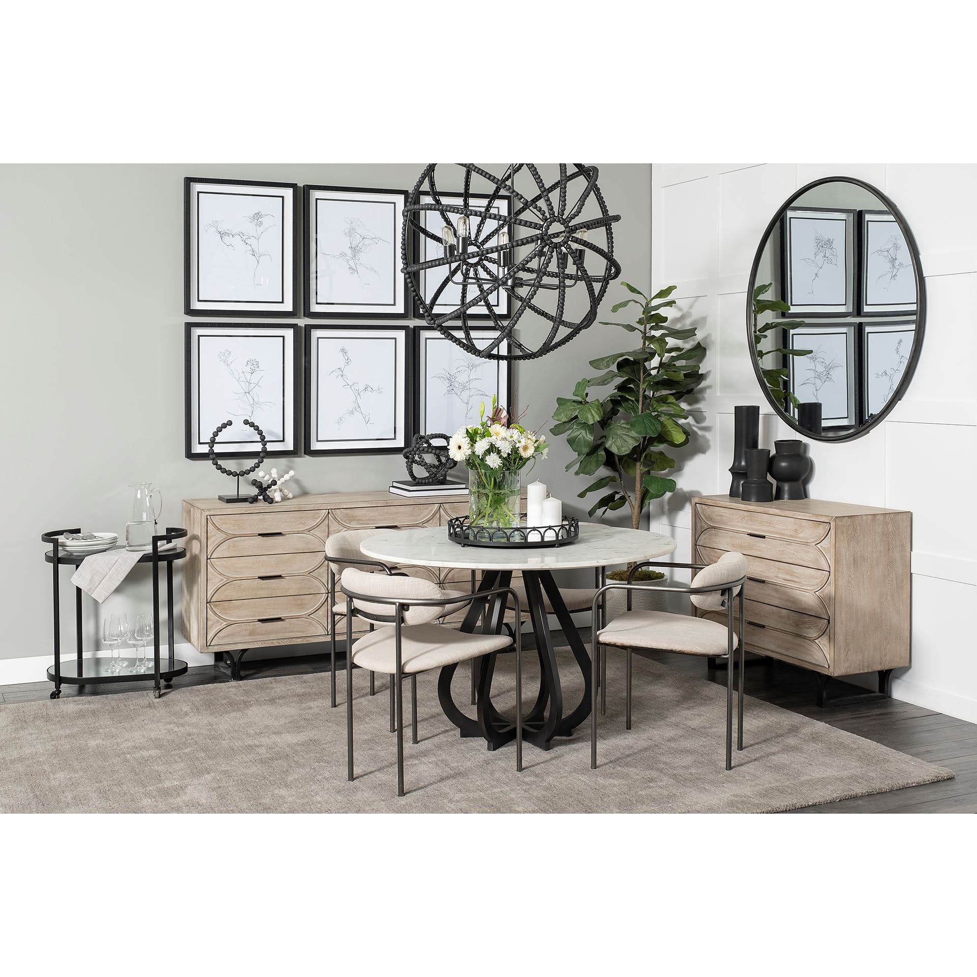 Giselle I 40L x 16W Light Brown Fir Veneer 3 Drawer Accent Cabinet — in a styled room