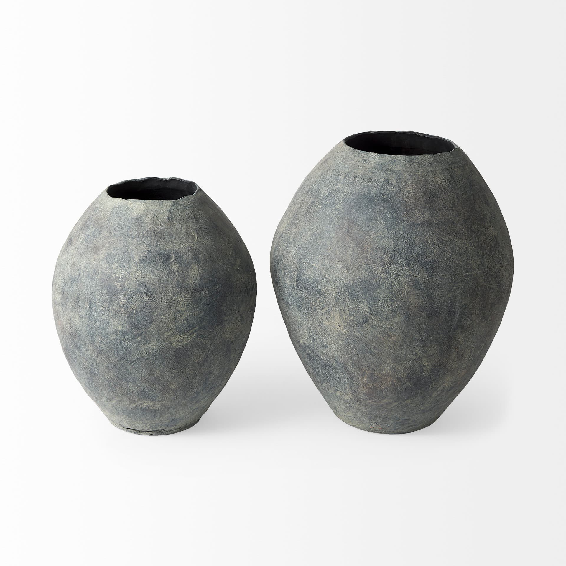 Gobi 16L x 20H Small Gray Ceramic Oval Vase — product photograph