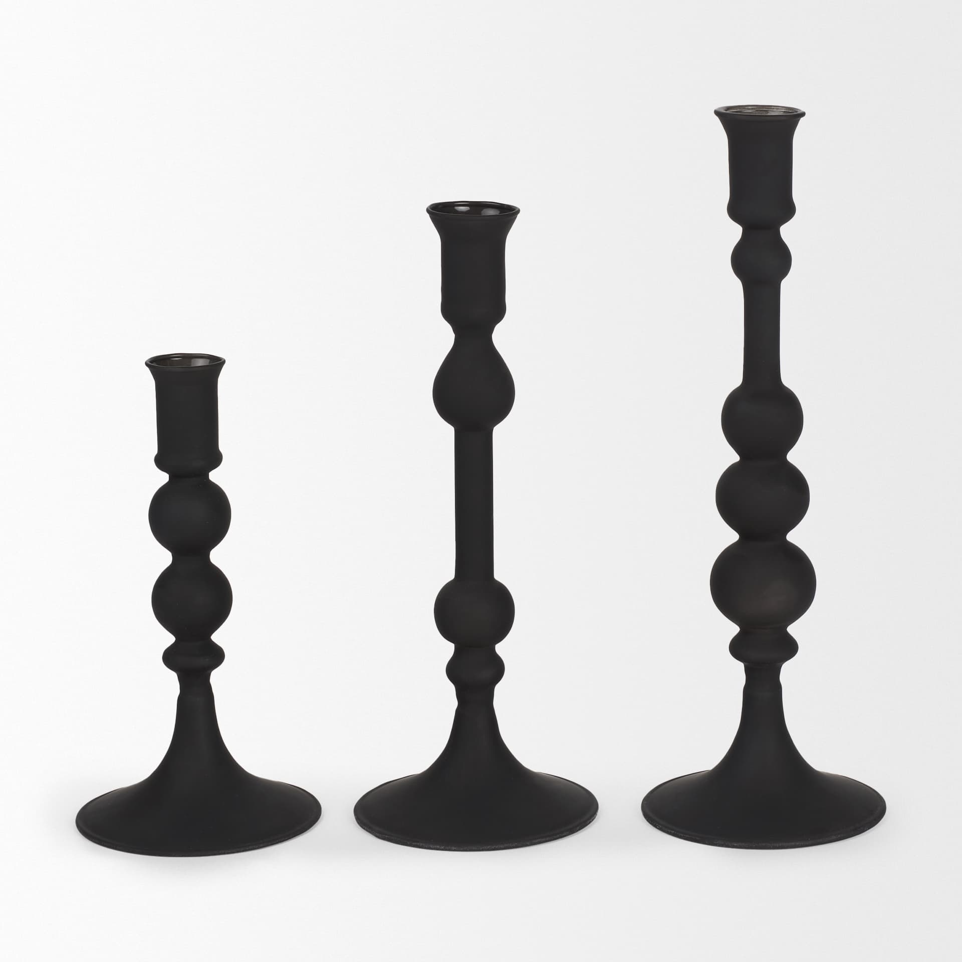 Haute Medium Matte Black Blown Glass Candlestick — product photograph
