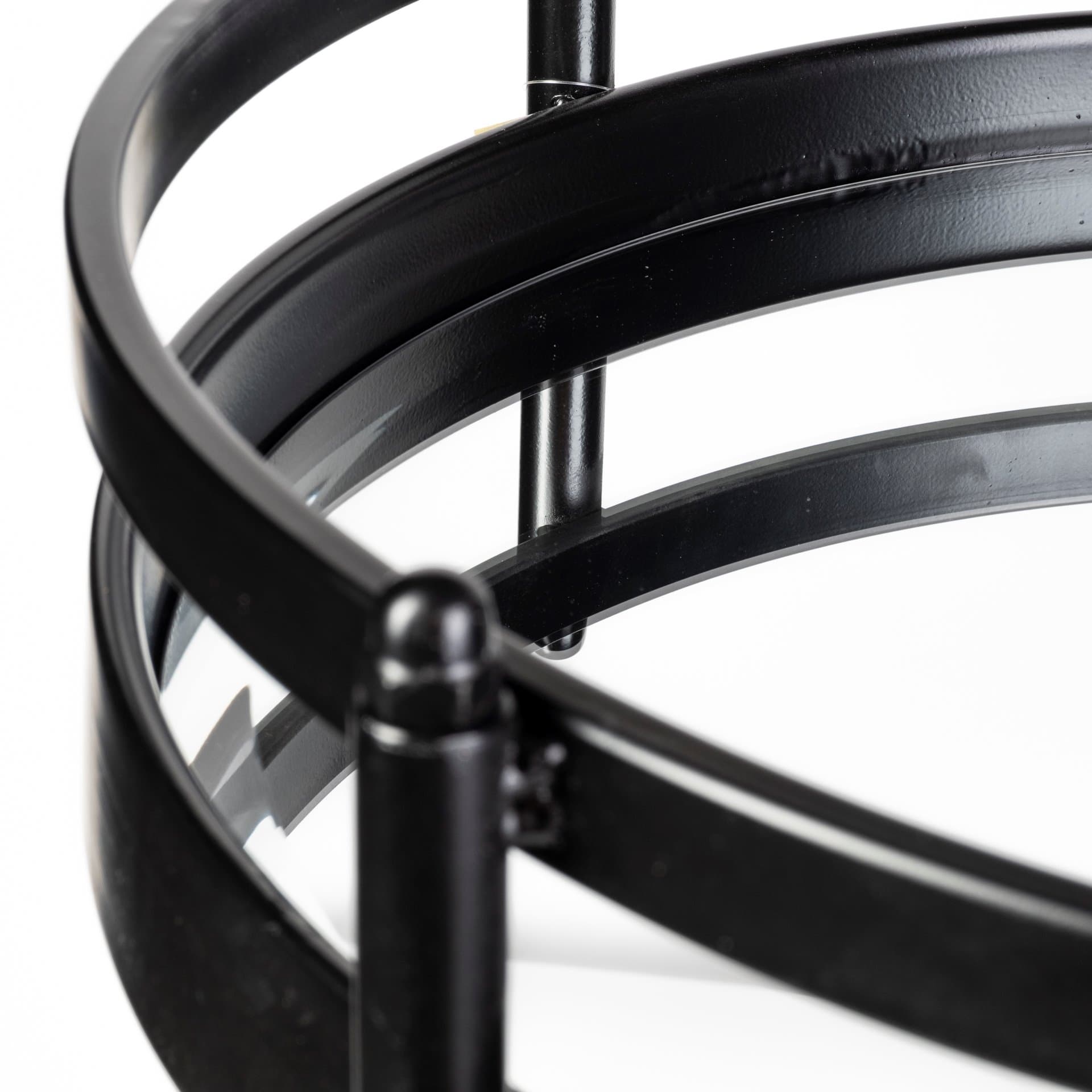 Ada Round Shape Black Metal Frame Two-Tier w/Glass Shelf Bar Cart — product photograph