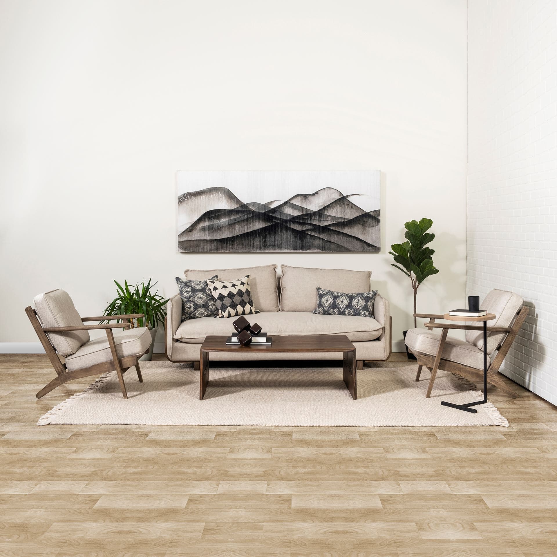 Mayweather (Set of 3) Black Geometric Ceramic Cubes — in a styled room