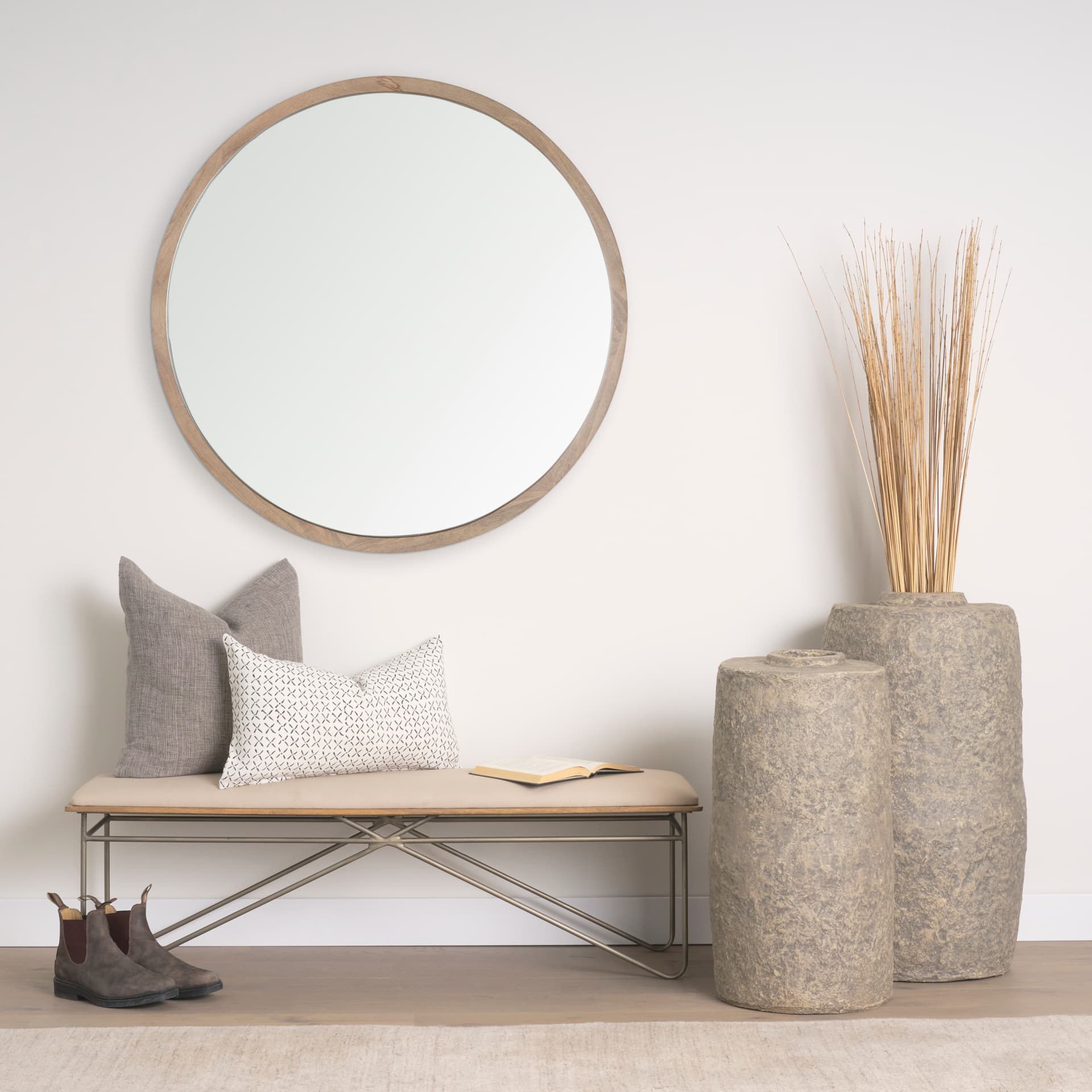Rama Large Gray Paper Mache Floor Vase — in a styled room