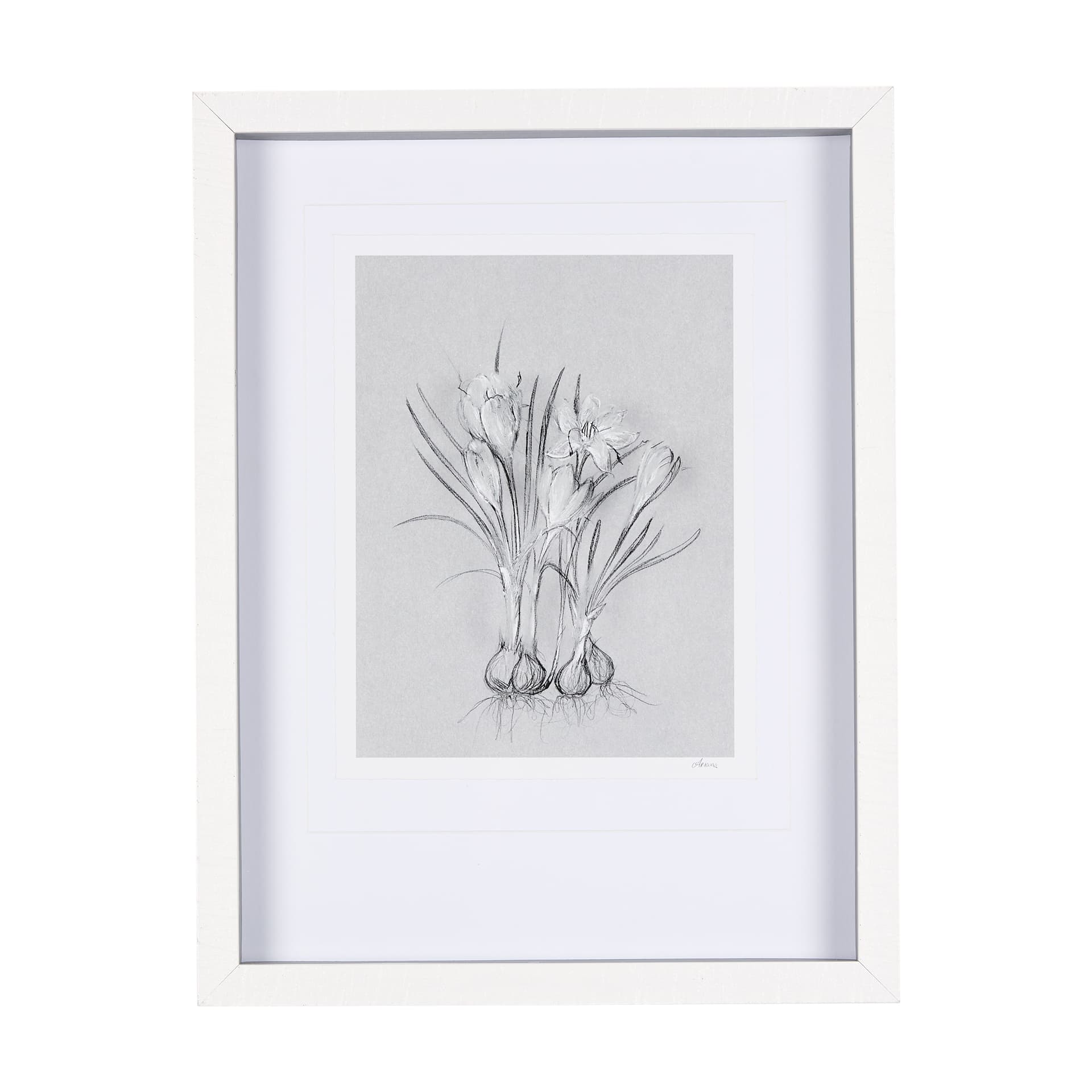 Botanical sketches V (Grey) by Mercana Studio Hand Embellished Framed Art Print Matted under Glass — product photograph