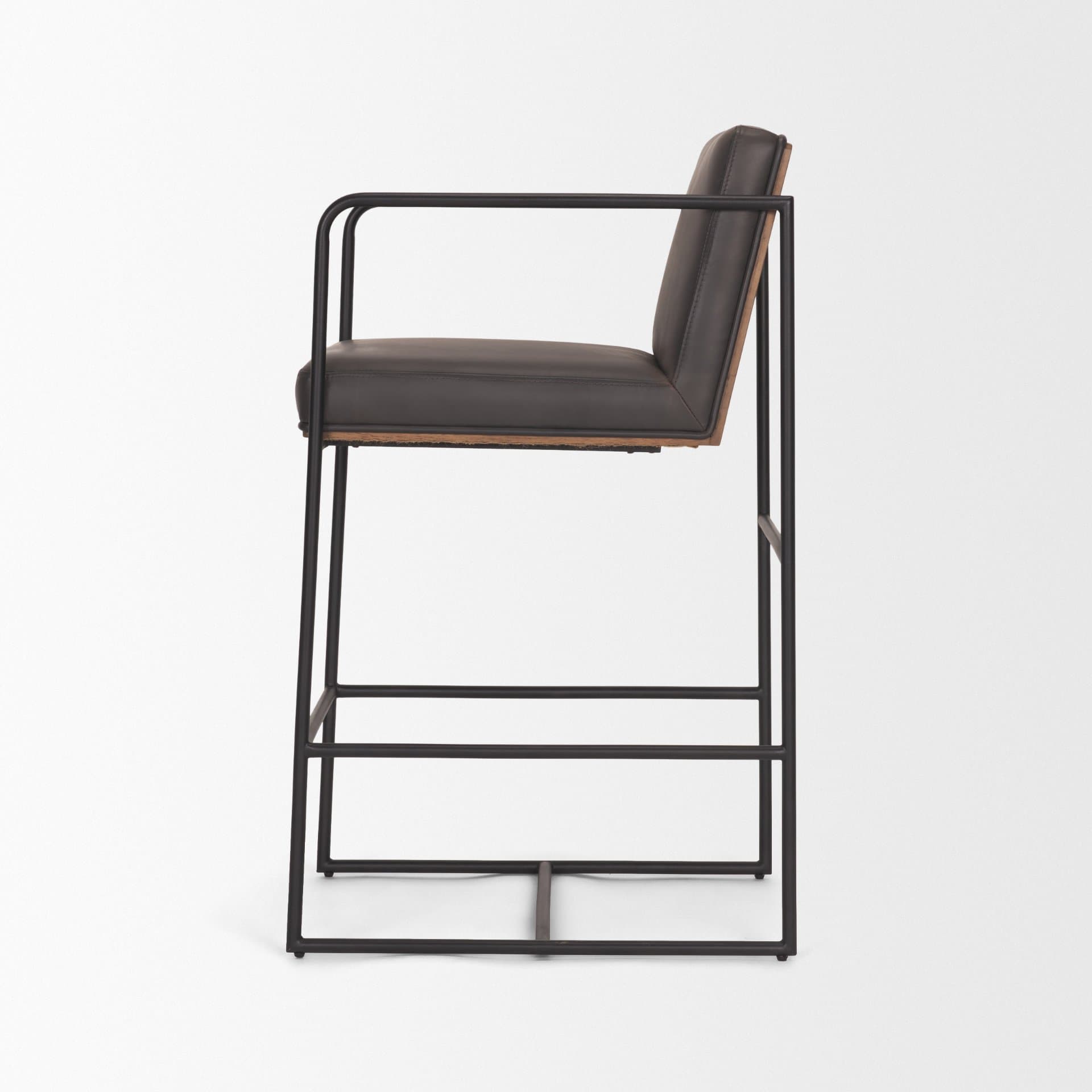 Stamford Backless 36in Seat Counter Stool | Charcoal-Brown Leather — product photograph