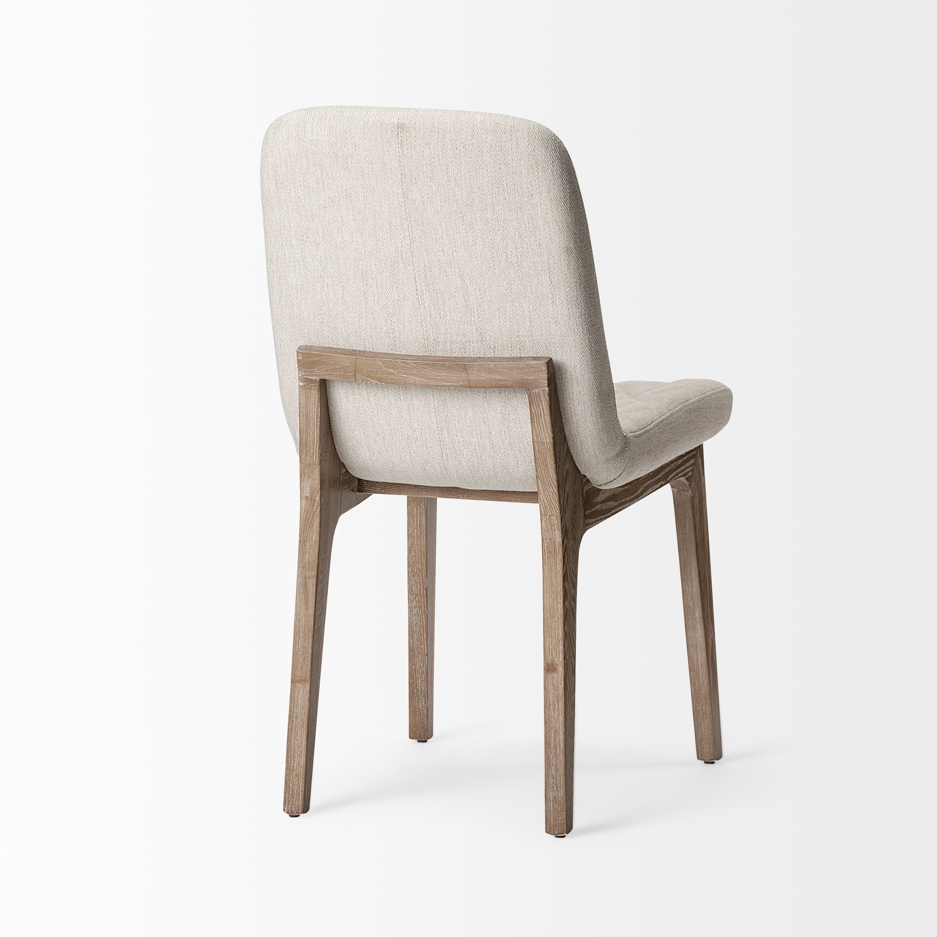 David Solid Back Dining Side Chair | Tuffed Cream Fabric w/ Brown Wood — product photograph