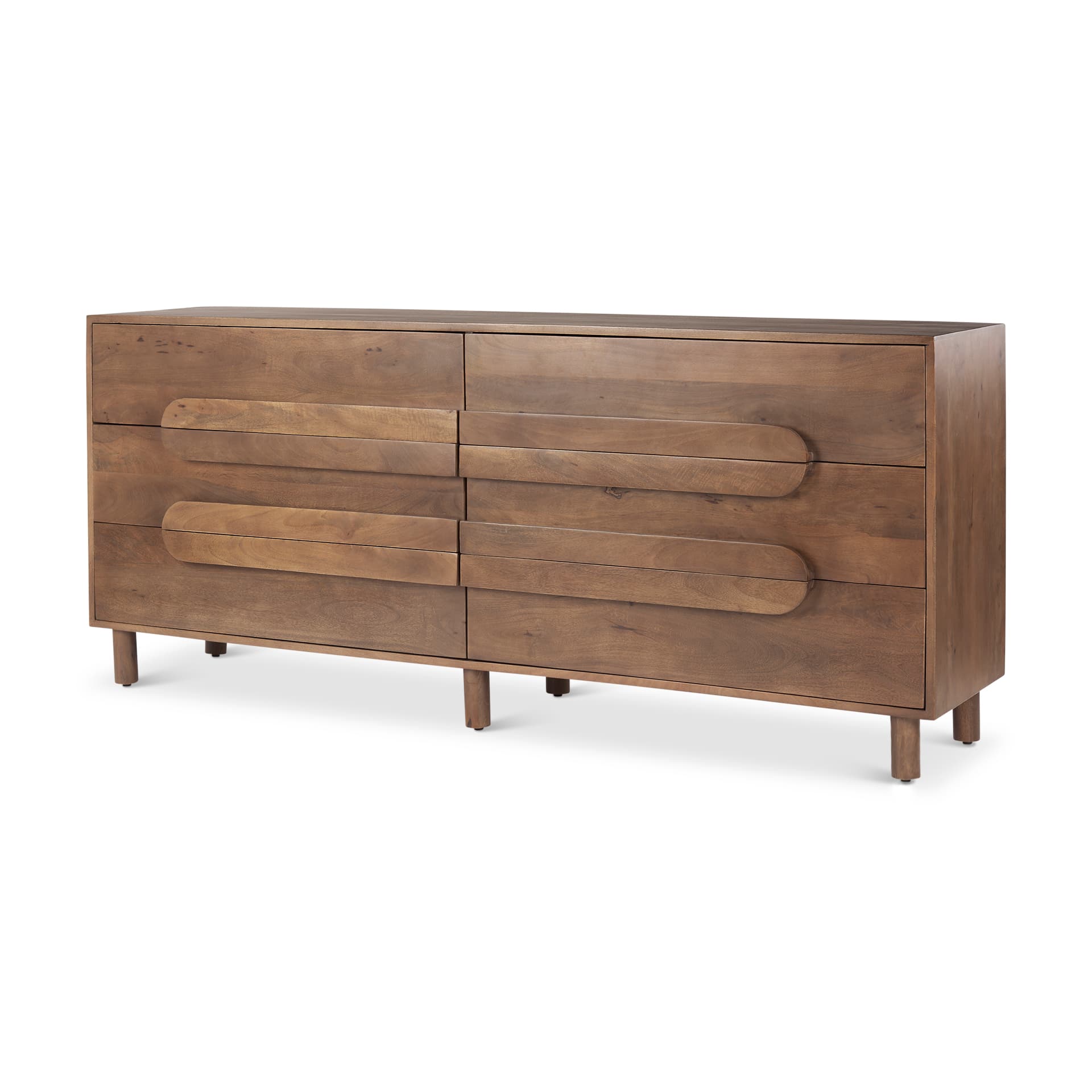 Astrid 71L x 17W x 30.3H Medium Brown Solid Wood 6 Drawer Sideboard — product photograph