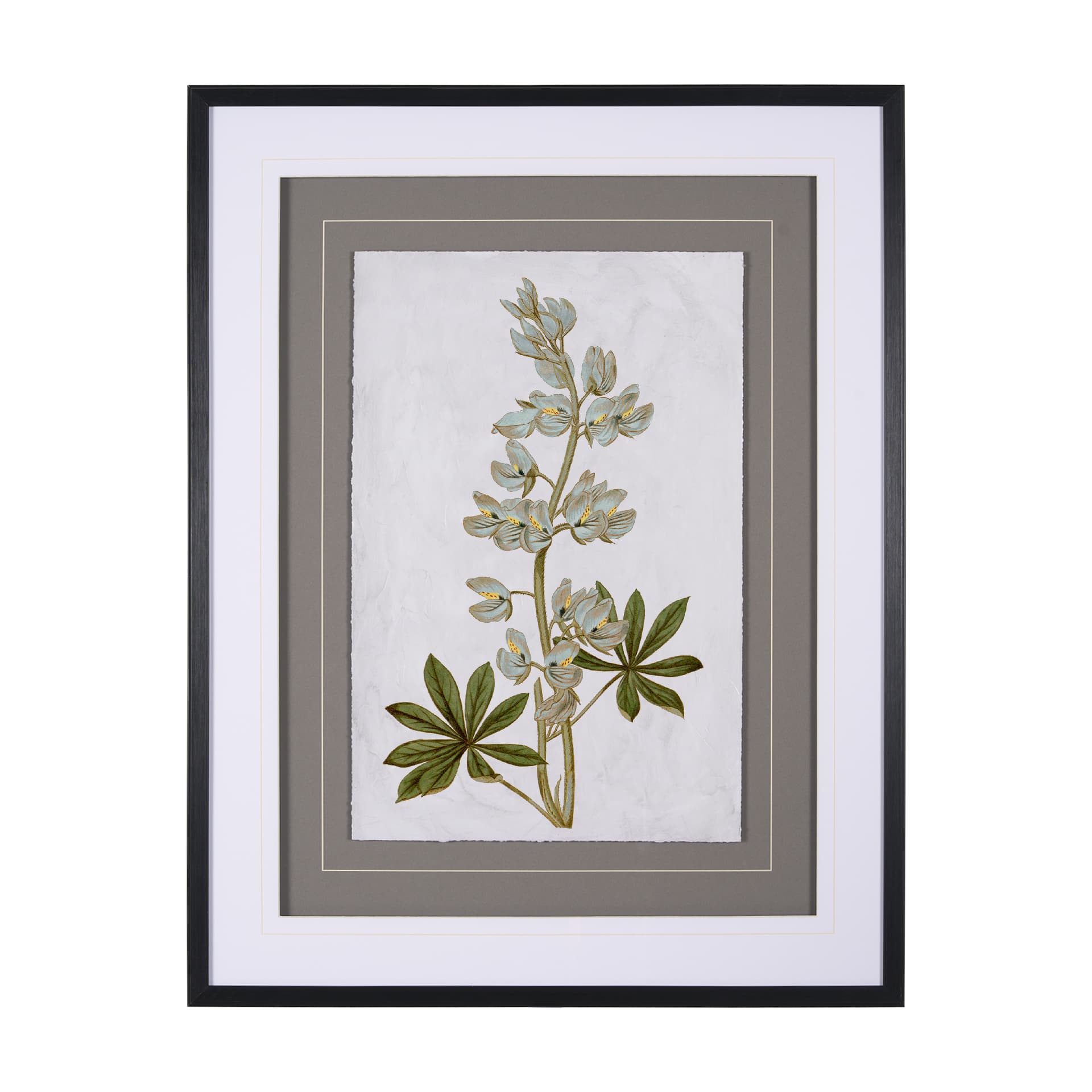Soft Blue Botanoicals VIII by Mercana Studio Hand Embellished Framed Art Print Matted under Glass — product photograph