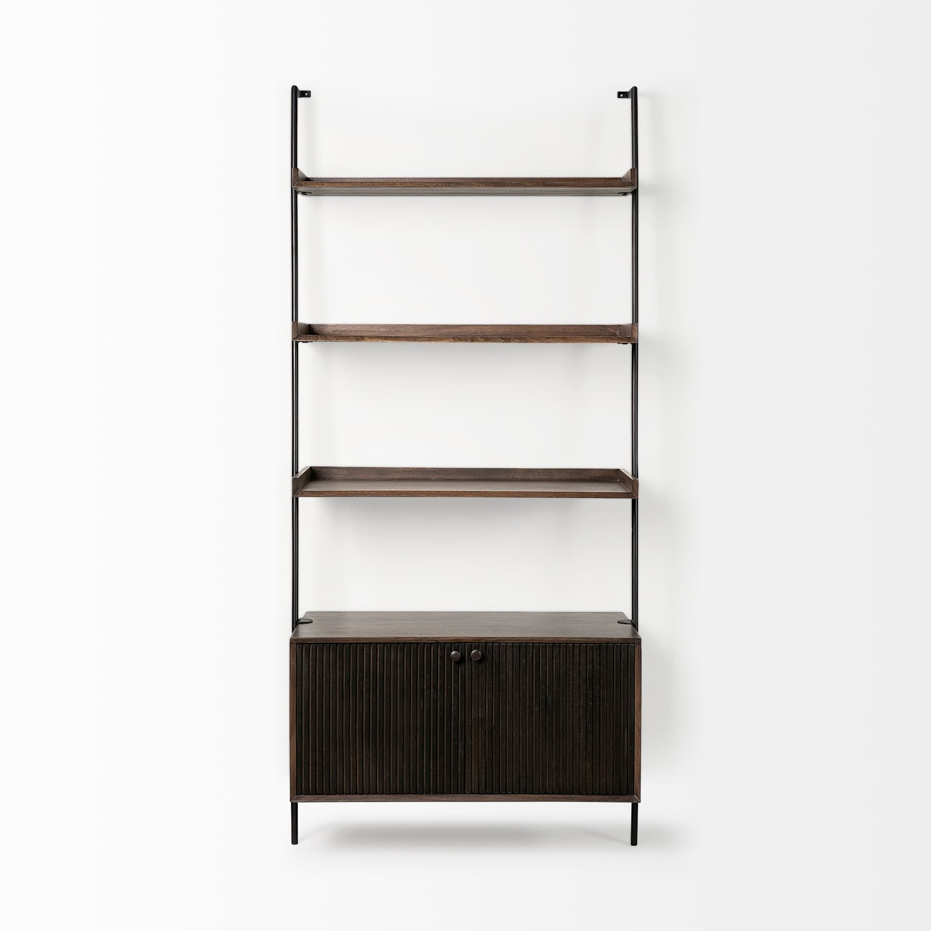 Grace 37.5L x 20W x 82H Two-Toned Brown Wood Three Shelf Shelving Unit — product photograph